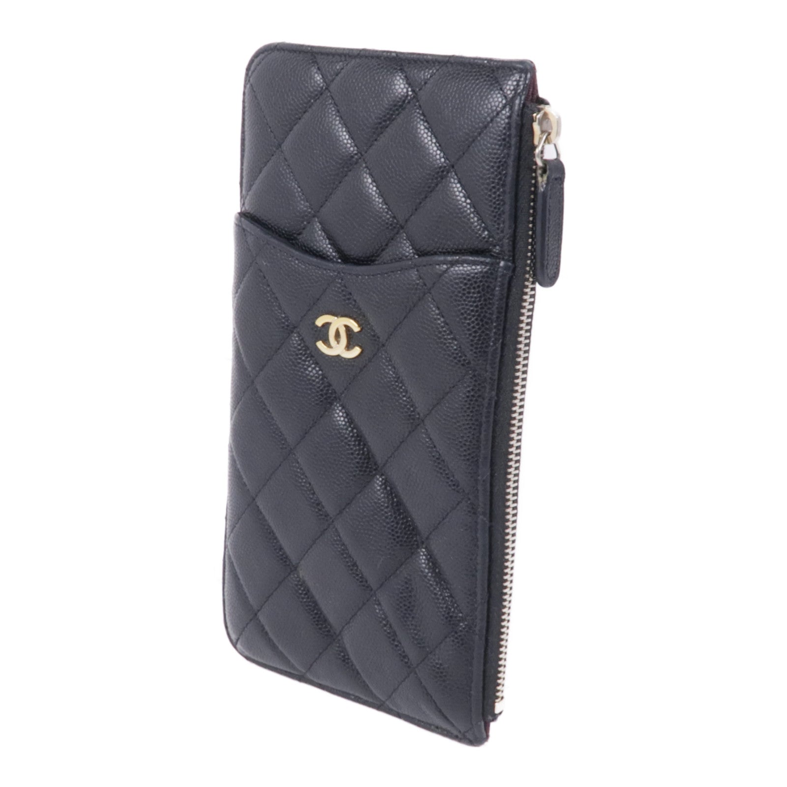 CHANEL 牛皮皮革Zipped Wallet金扣長錢包