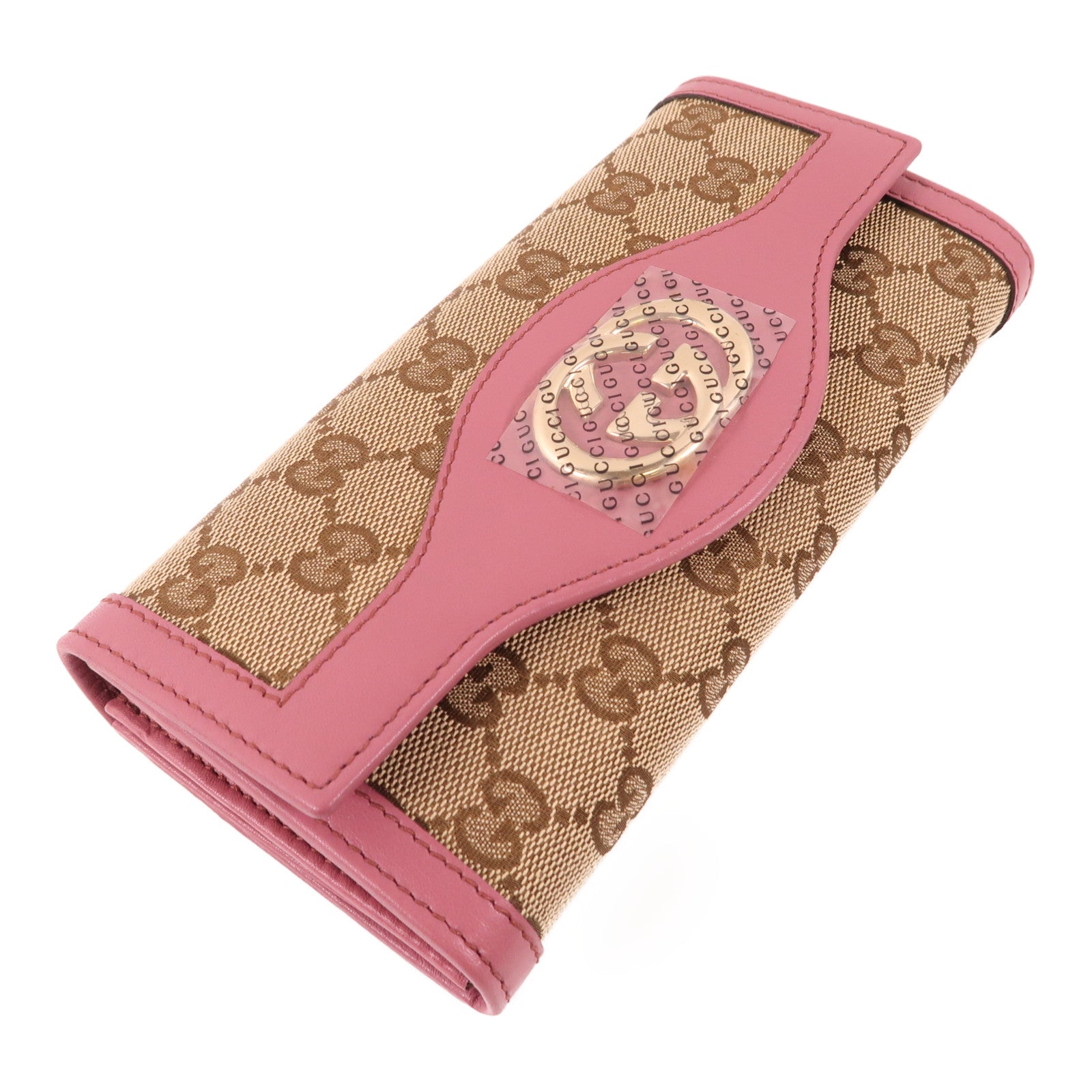 GUCCI GG GHW Long Wallet 282431 Canvas Pink/Brown
