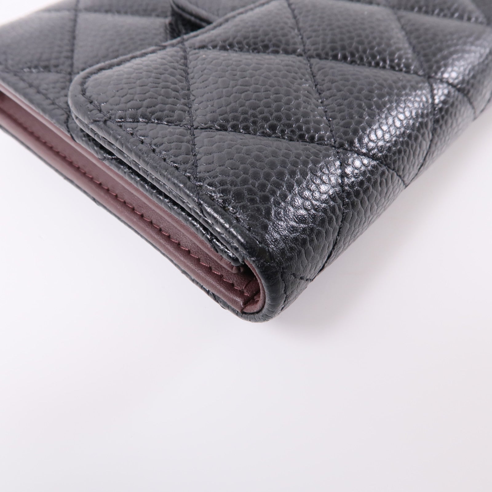 CHANEL 牛皮皮革Wallet銀扣錢包黑色