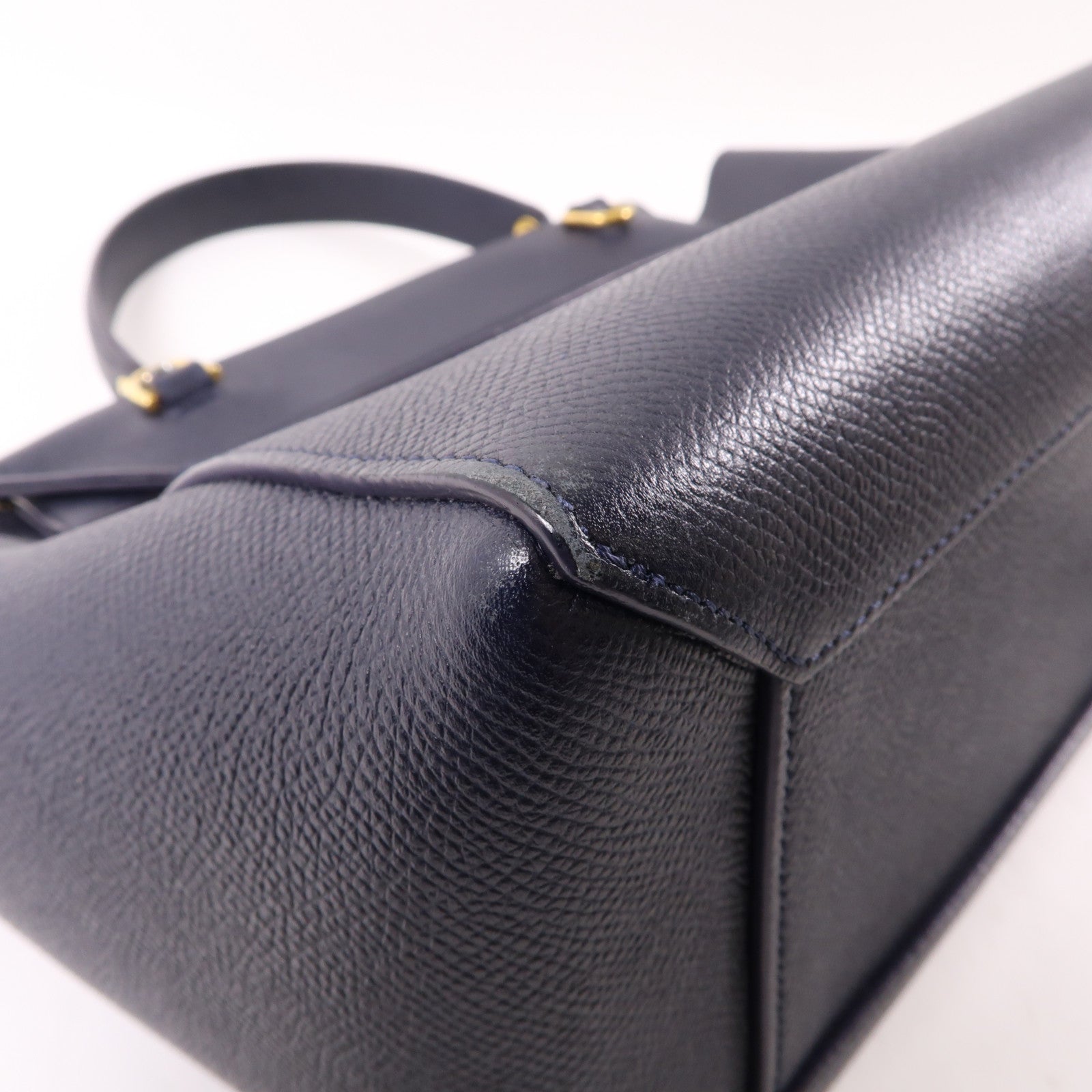 CELINE 牛皮皮革Belt Bag金扣手挽肩背兩用袋深藍色