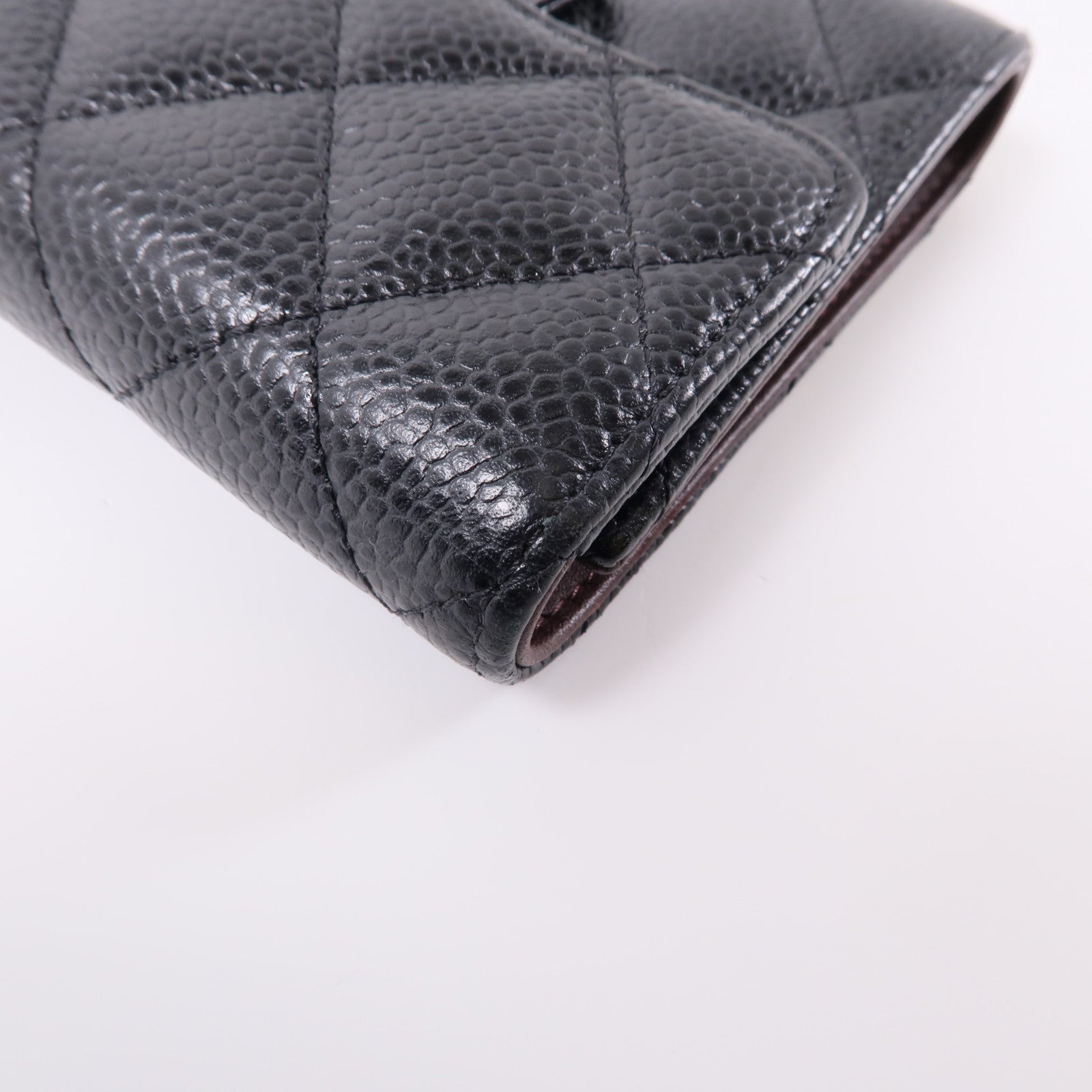 CHANEL 牛皮皮革Wallet銀扣錢包黑色