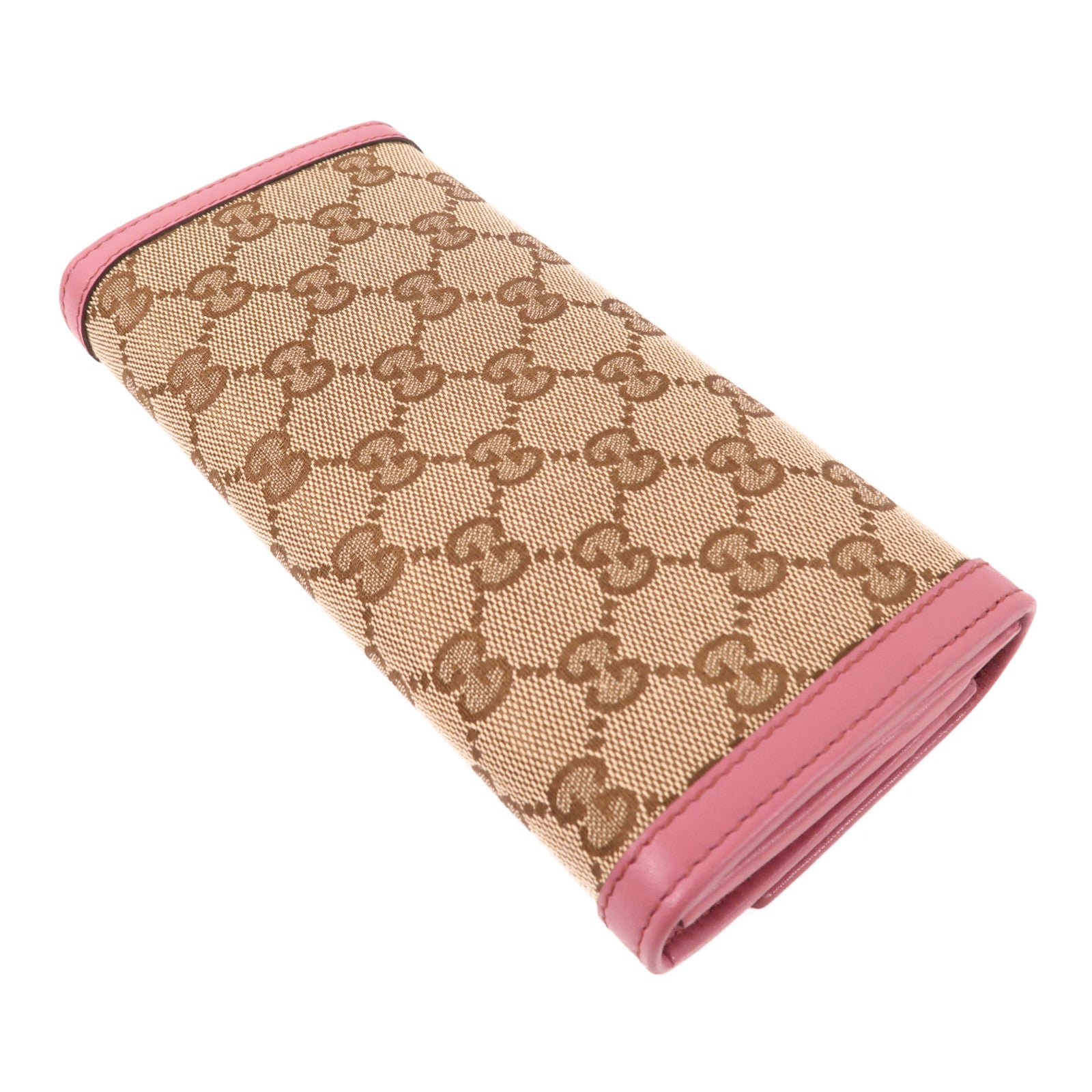 GUCCI GG GHW Long Wallet 282431 Canvas Pink/Brown