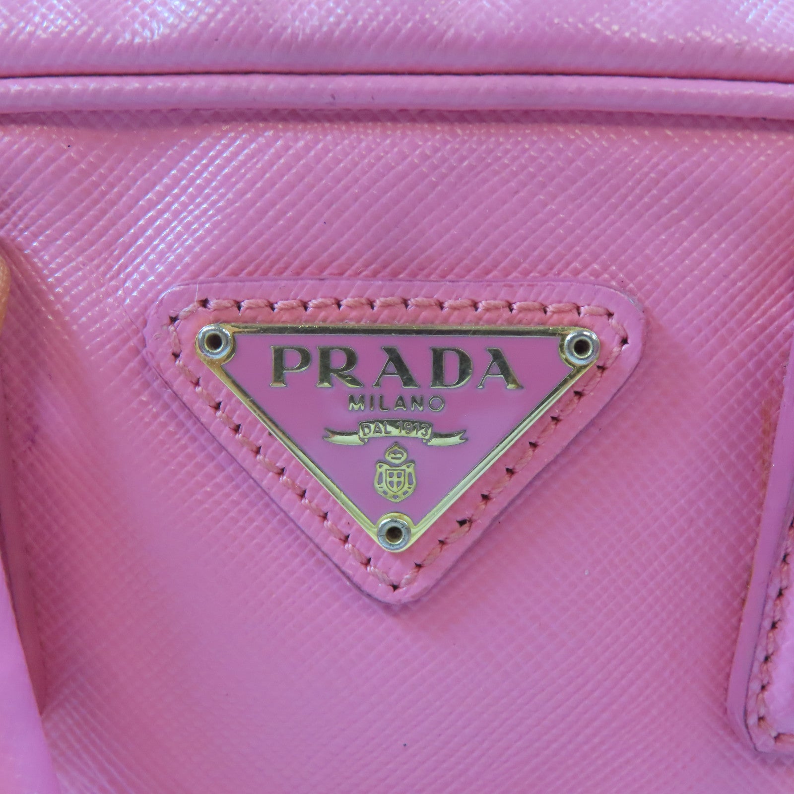 PRADA 牛皮皮革Shoulder Bag金扣鏈帶肩背袋粉紅色