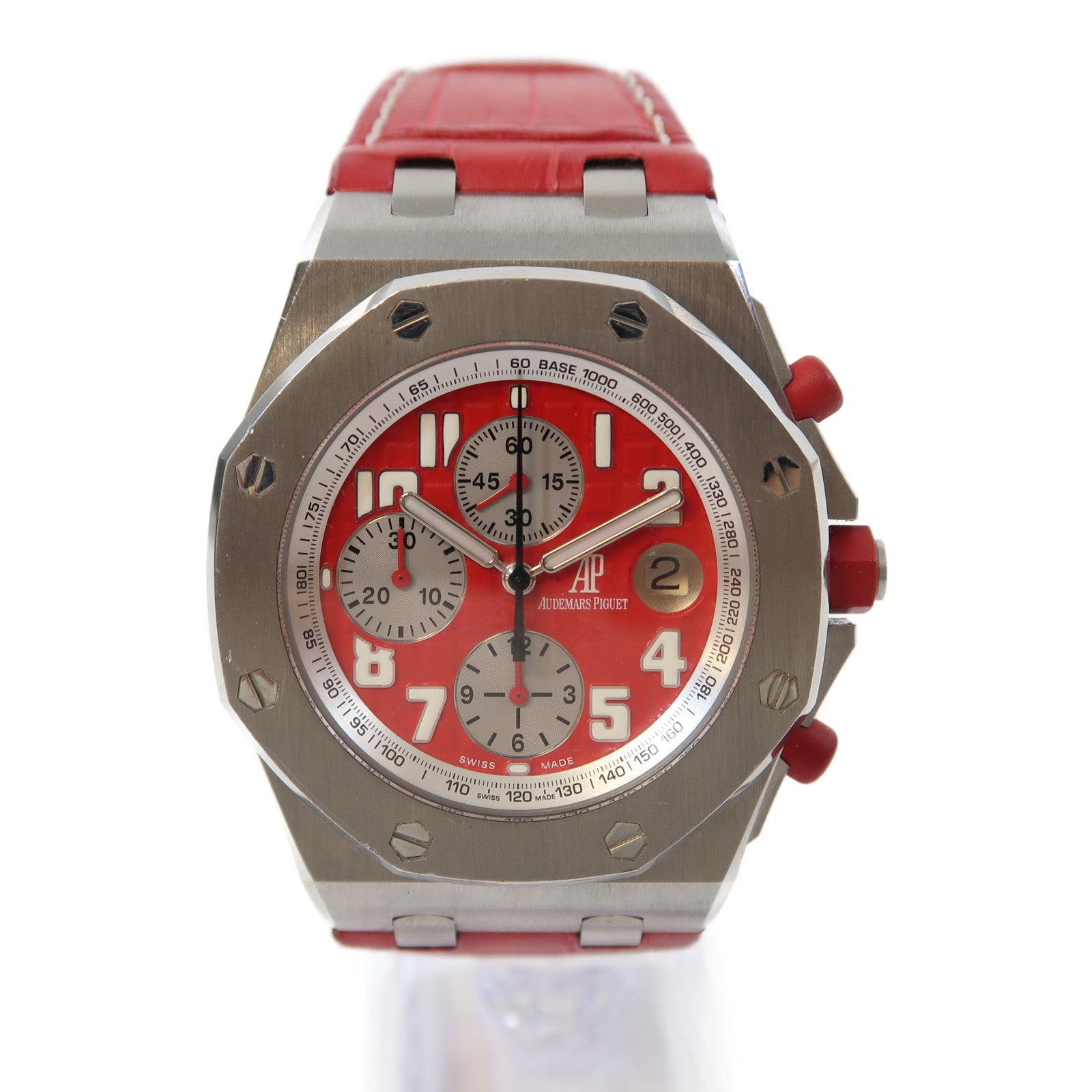 AUDEMARS PIGUET Royal Oak 42mm不鏽鋼/皮革手錶自動機芯紅色