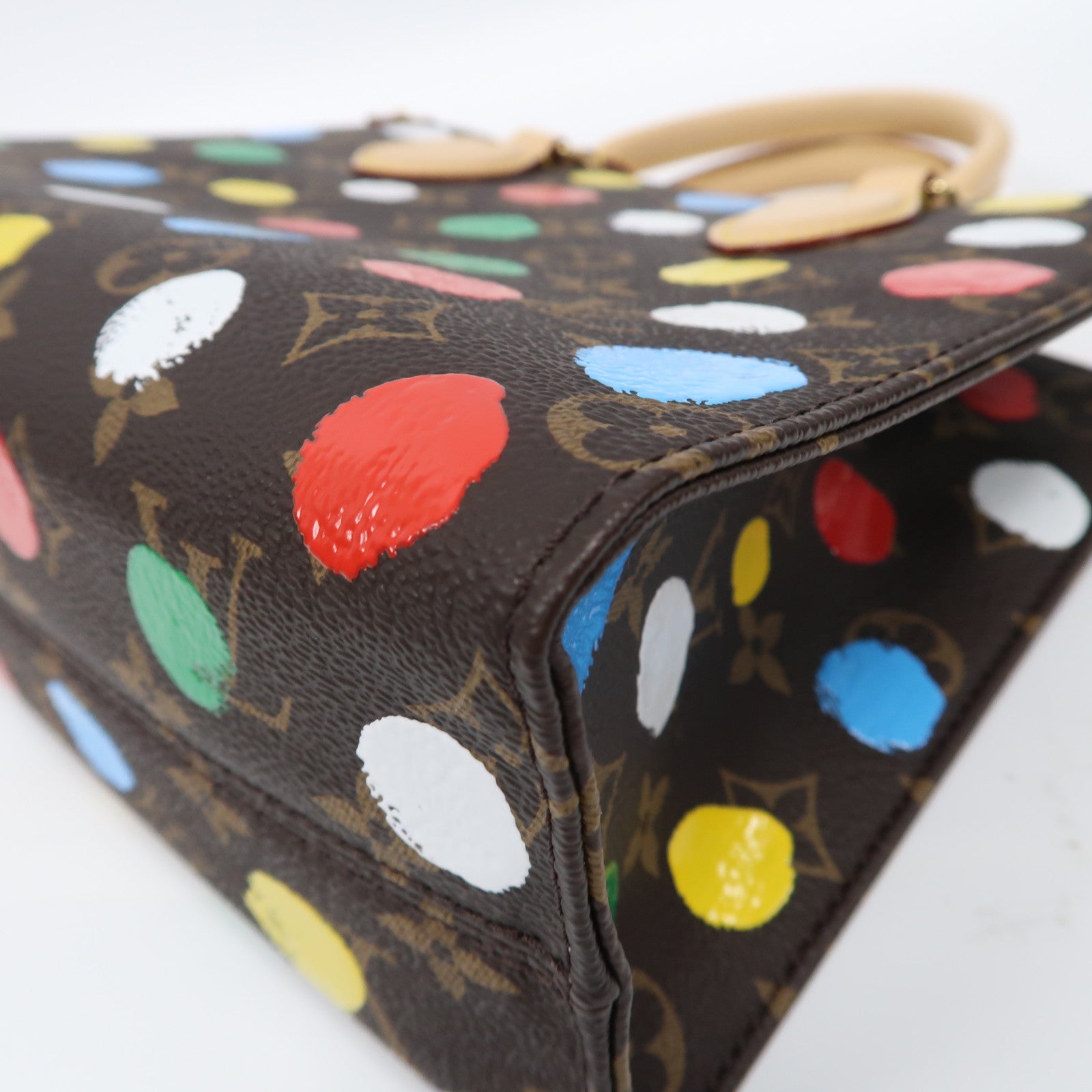 LOUIS VUITTON Monogram LVxYK On The Go金扣手挽肩背兩用袋啡色/彩色
