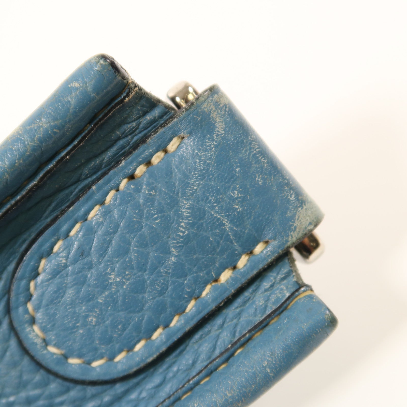 HERMES 【激減優惠】Clemence皮革Evelyne PM銀扣肩背袋Bleu Jean