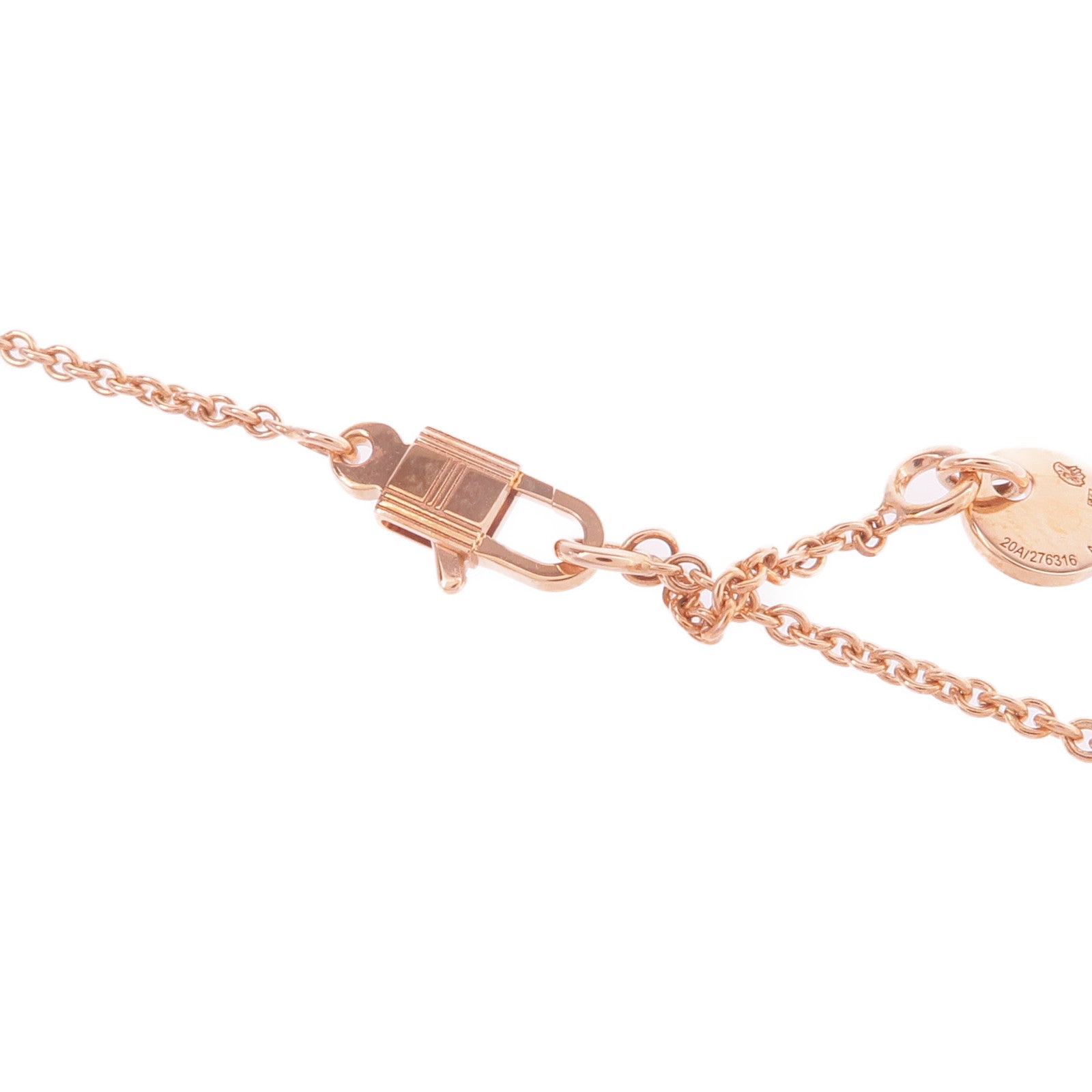 HERMES 18K玫瑰金Pendentif Amulettes Kelly翡翠項鍊