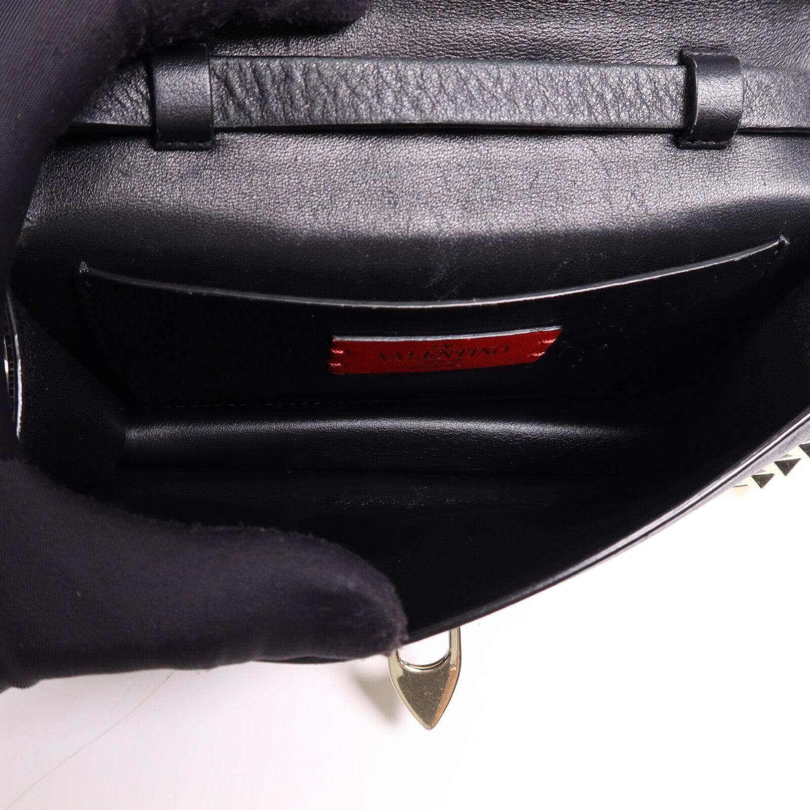 Valentino 牛皮皮革Shoulder Bag金扣肩背袋