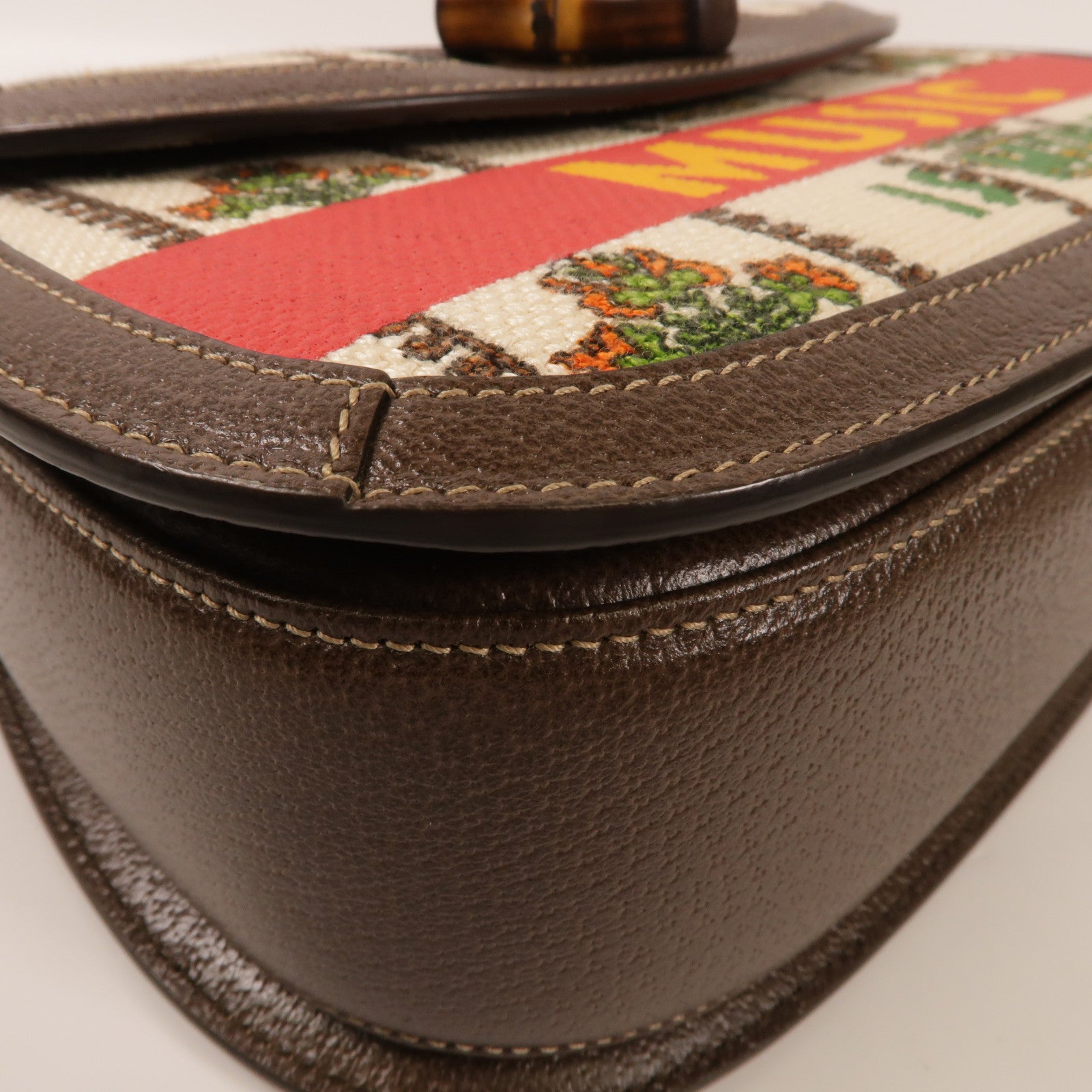 GUCCI GG 100th anniversary Bamboo Bag 2 way Shoulder Bag Canvas Brown/White