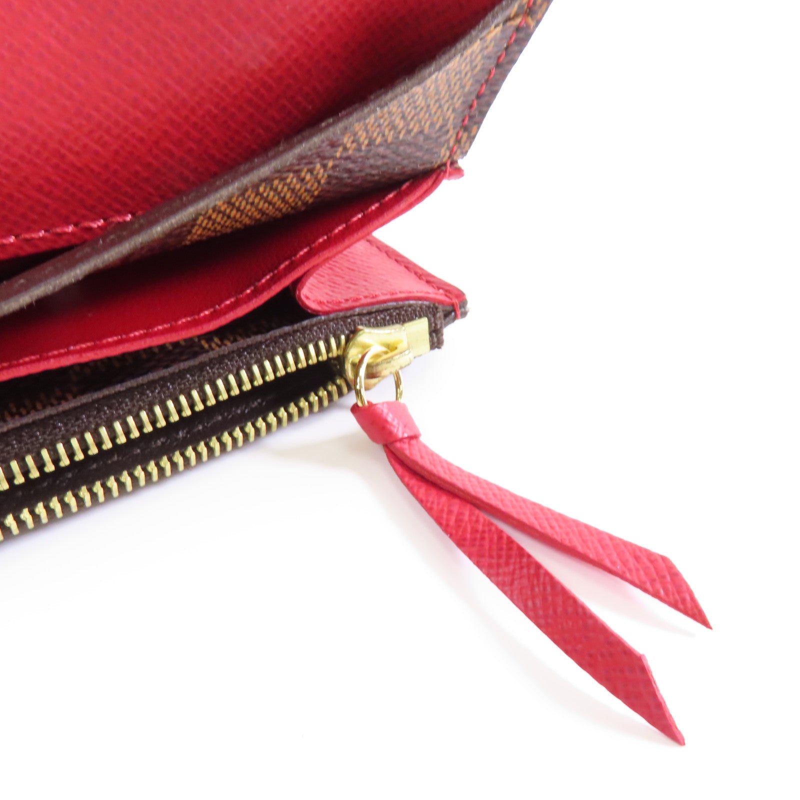 LOUIS VUITTON Damier Emilie Long Wallet金扣長錢包棕色/紅色