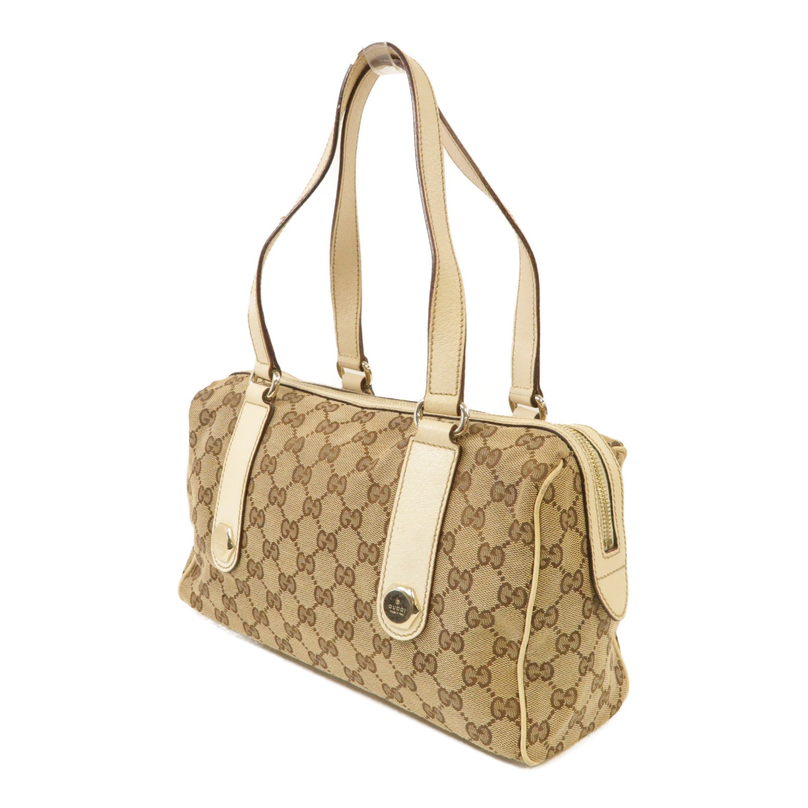 GUCCI 帆布Shoulder Bag金扣肩背袋啡色