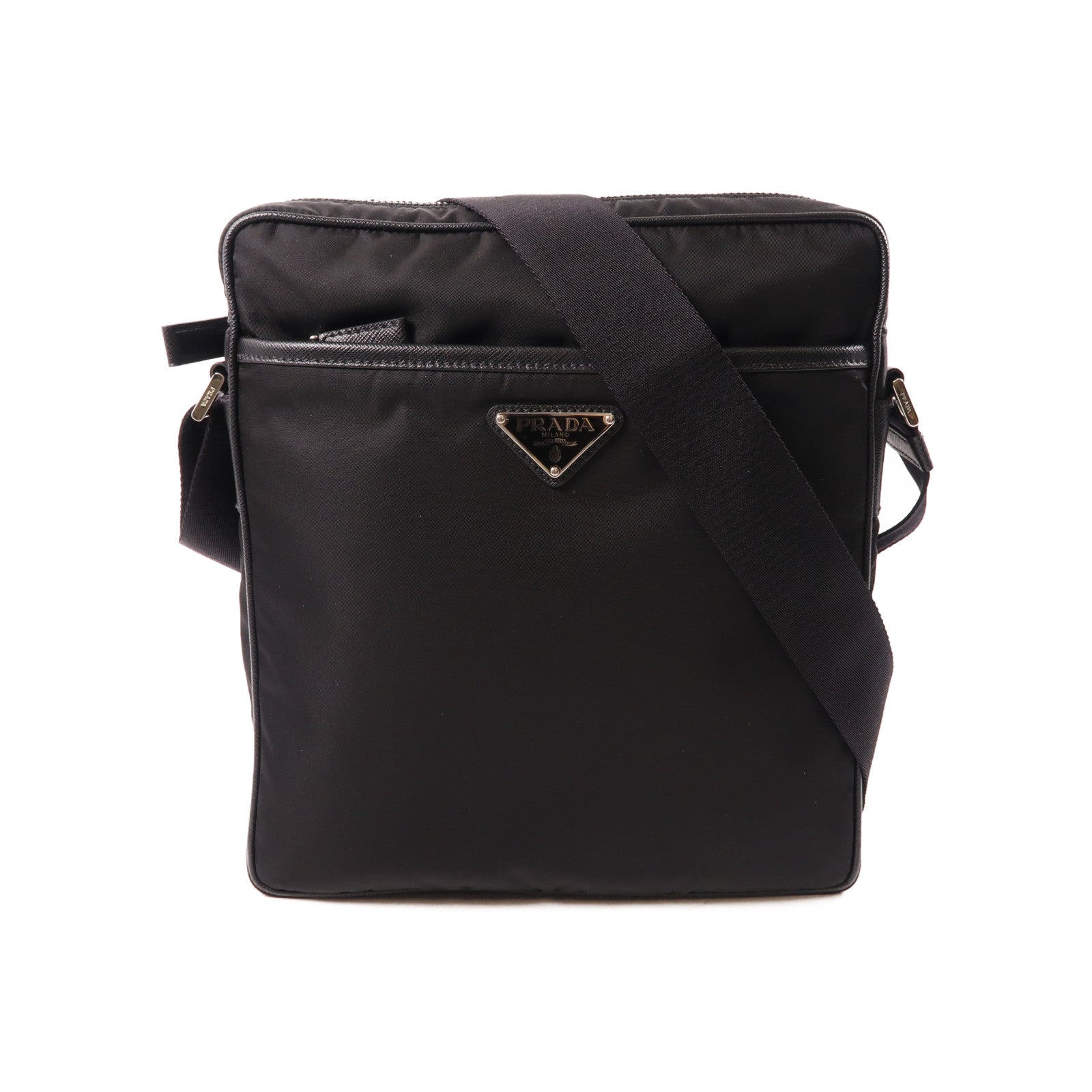 PRADA 尼龍Shoulder Bag銀扣肩背袋黑色