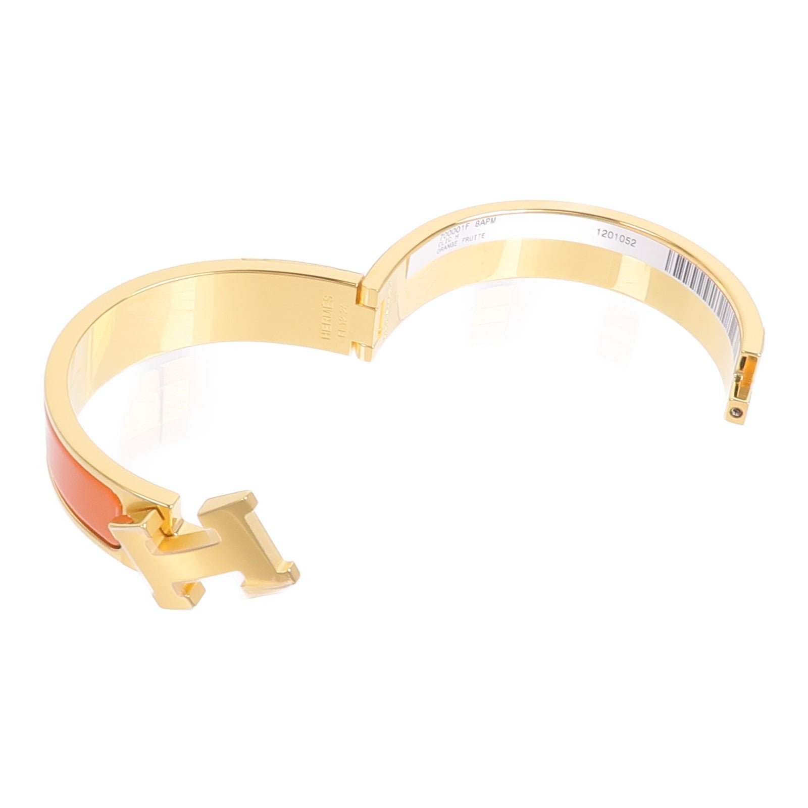 HERMES 金屬/琺瑯Clic H Bracelet手鐲Orange