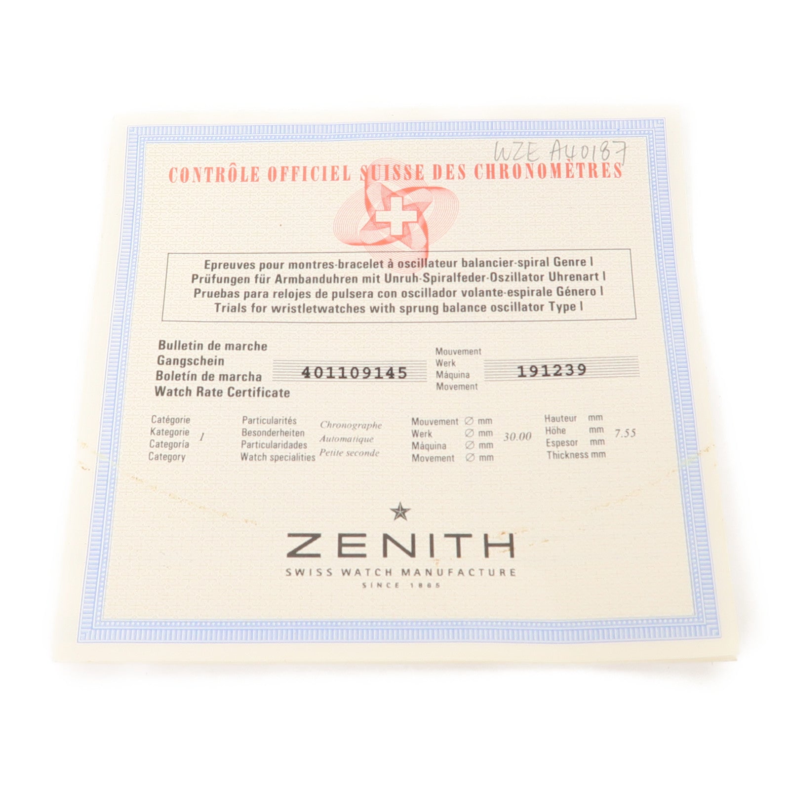 ZENITH El Primero Chronomaster不鏽鋼手錶自動機芯銀色