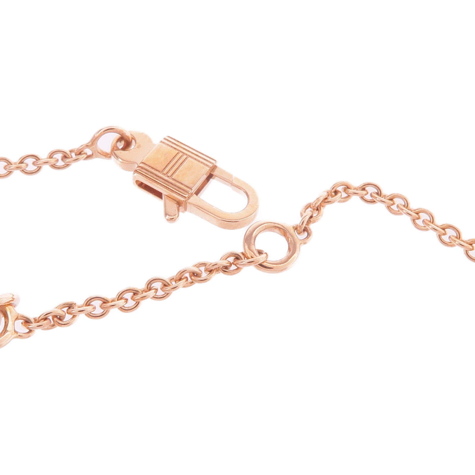 HERMES 18K玫瑰金Pendentif Amulettes Kelly翡翠項鍊