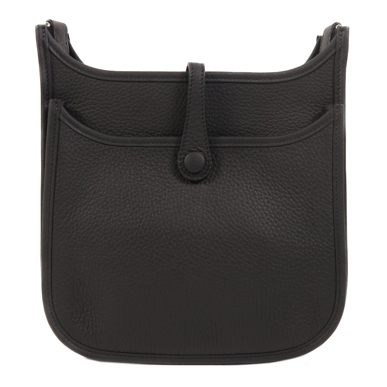 HERMES Clemence皮革Evelyne 23銀扣肩背袋Noir