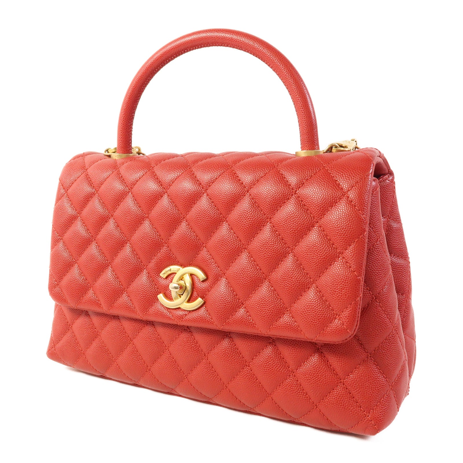 CHANEL 牛皮皮革Coco Handle Medium金扣手挽肩背兩用袋