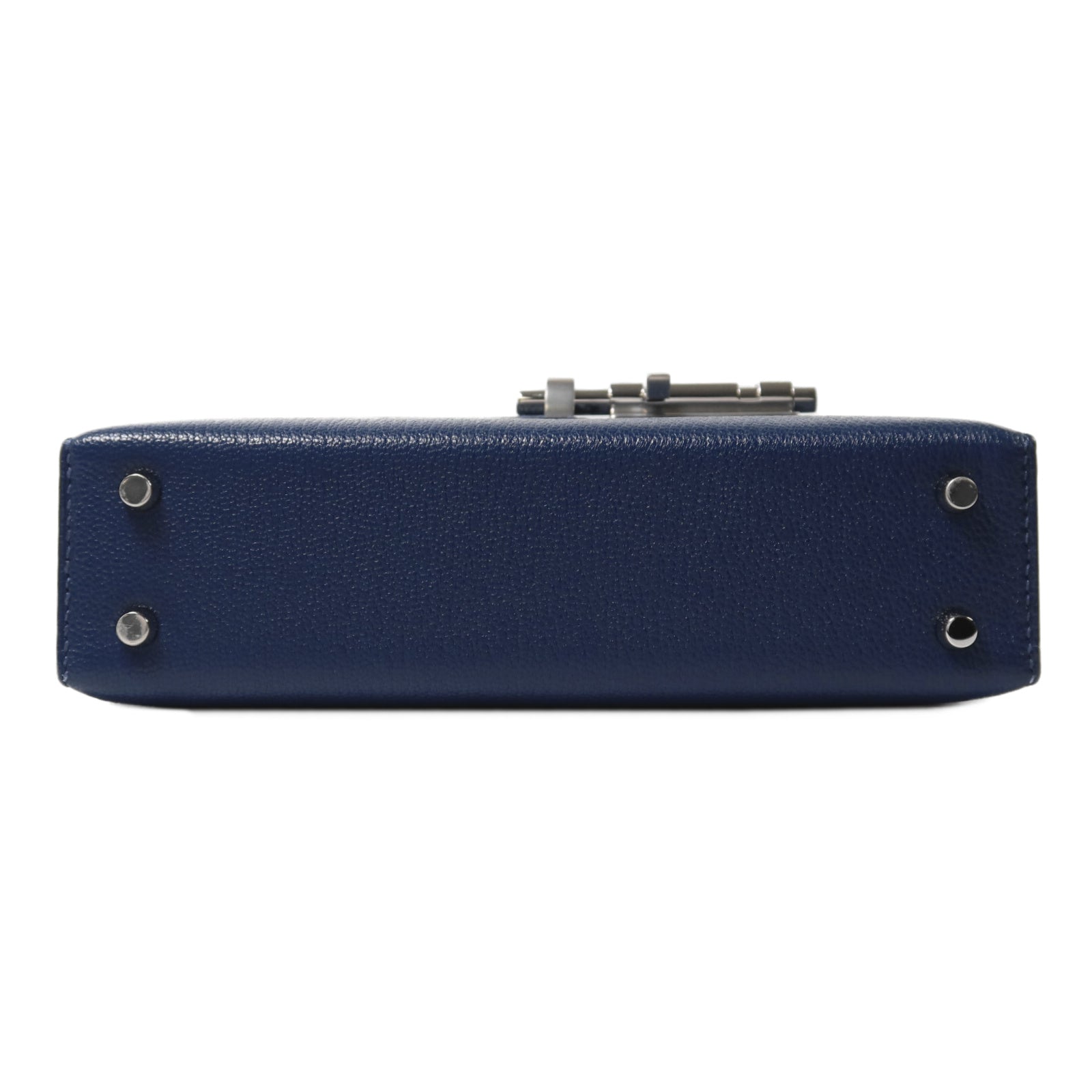 HERMES Chevre皮革Verrou Mini肩背袋Bleu Agate