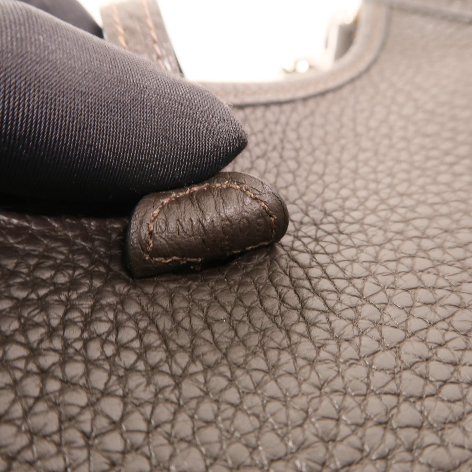 HERMES Clemence皮革Evelyne TPM銀扣肩背袋Ebene