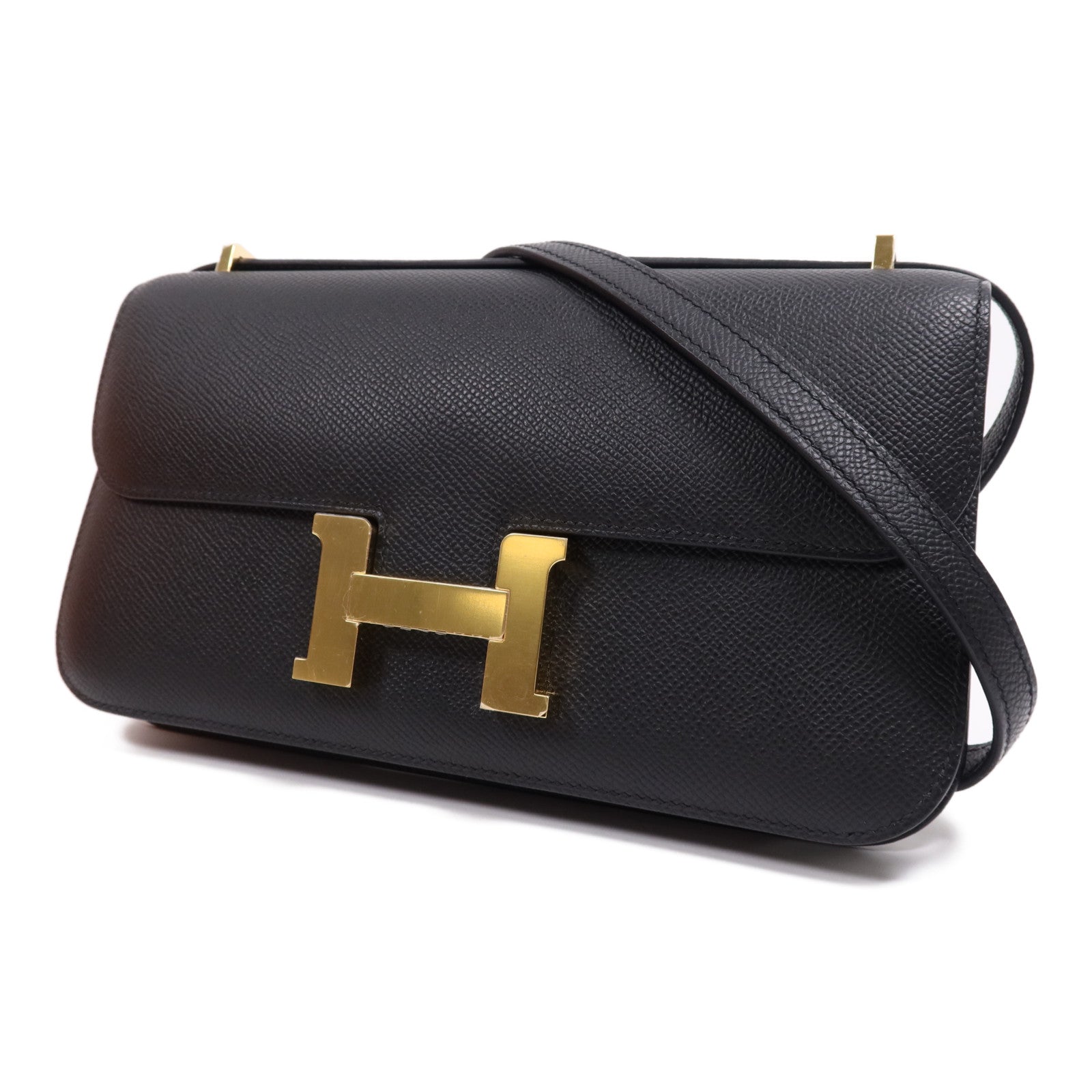 HERMES Epsom皮革Constance Elan金扣肩背袋Noir