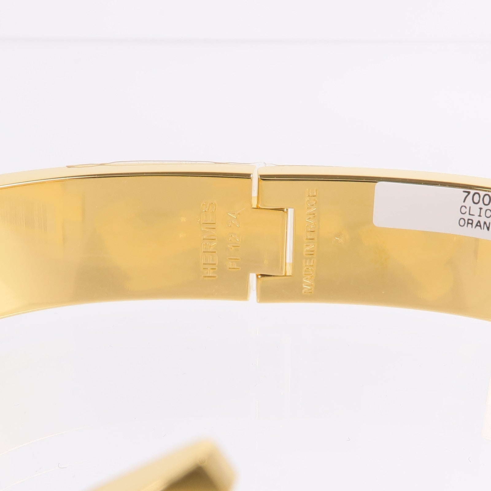 HERMES 金屬/琺瑯Clic H Bracelet手鐲Orange
