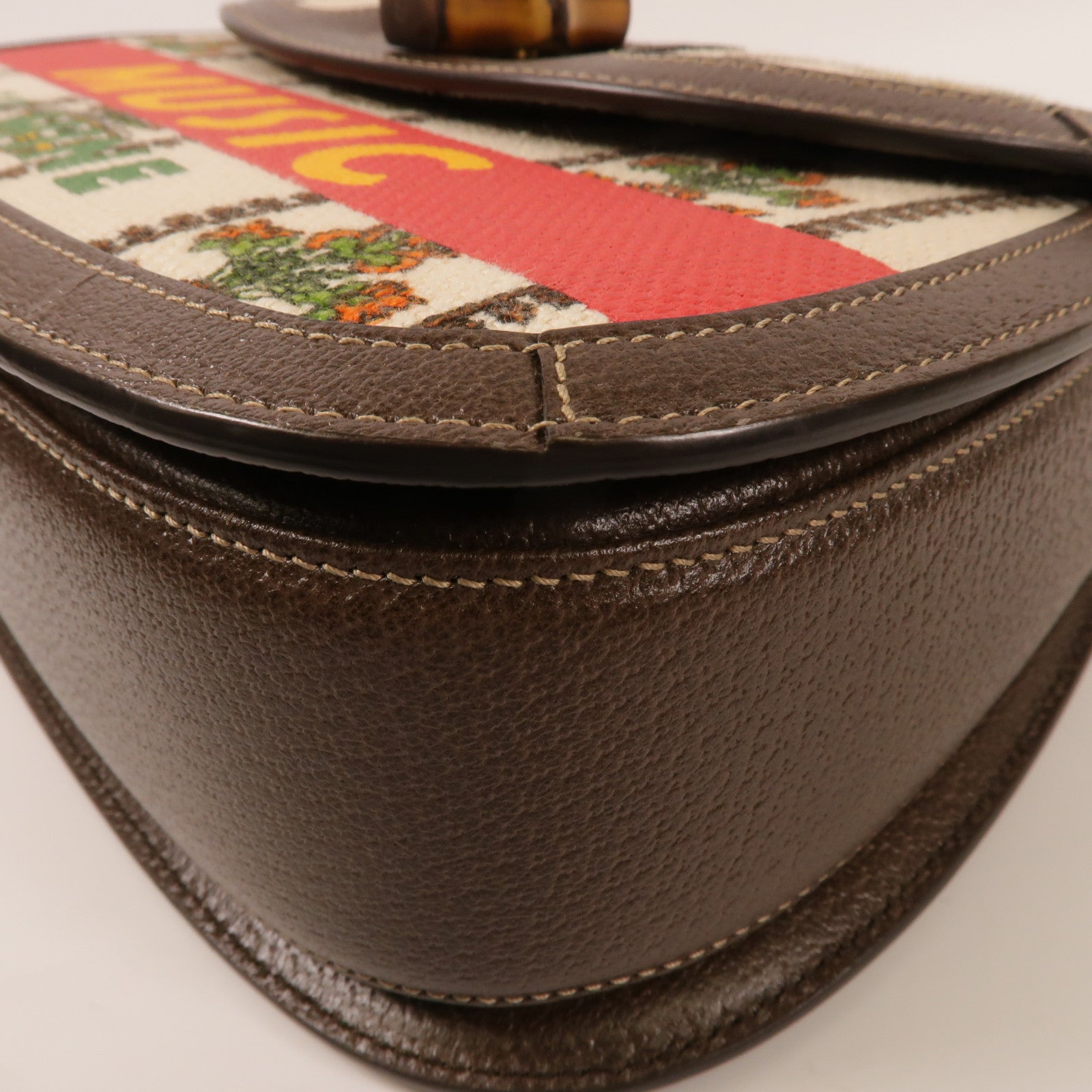 GUCCI GG 100th anniversary Bamboo Bag 2 way Shoulder Bag Canvas Brown/White