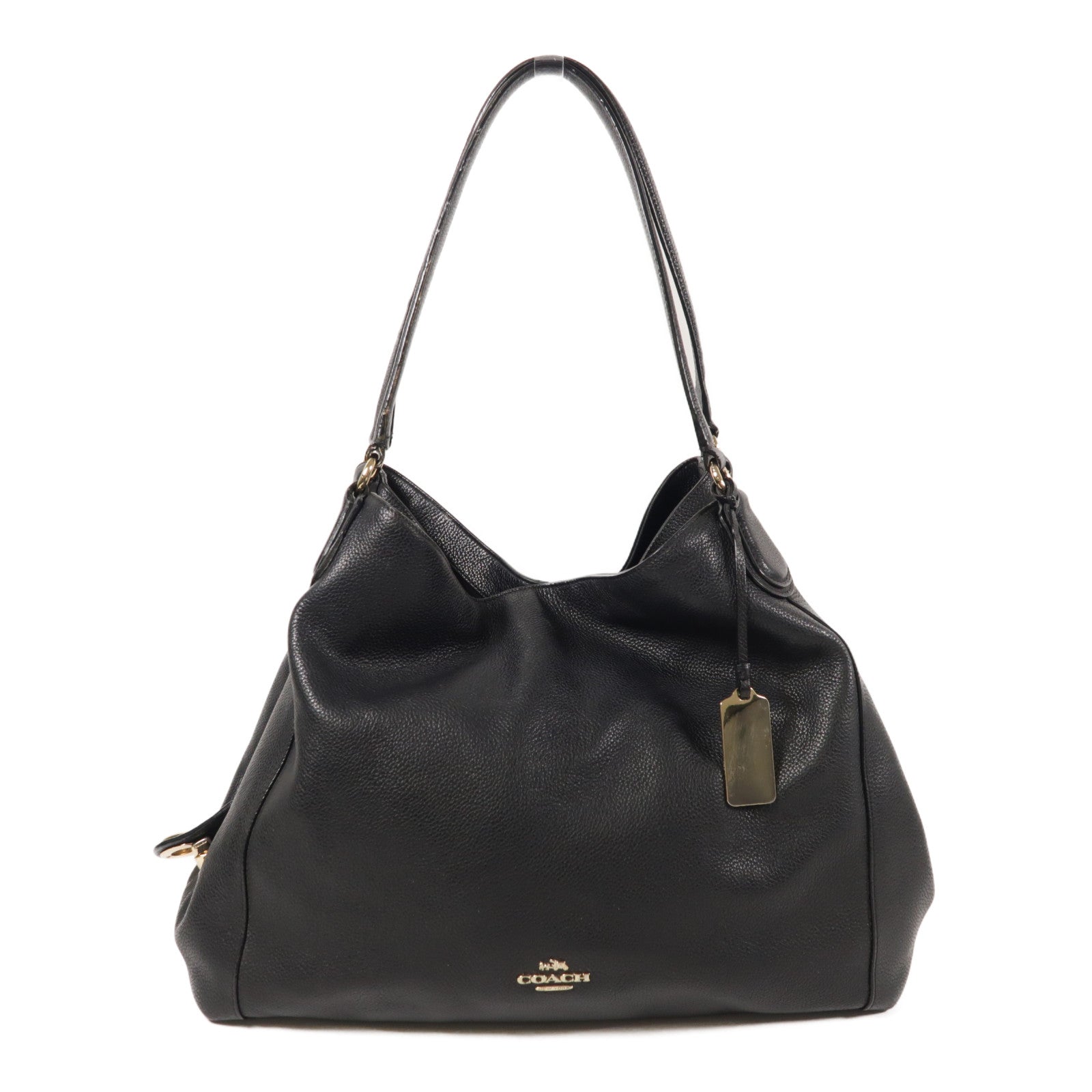 COACH 牛皮皮革Shoulder Bag銀扣肩背袋