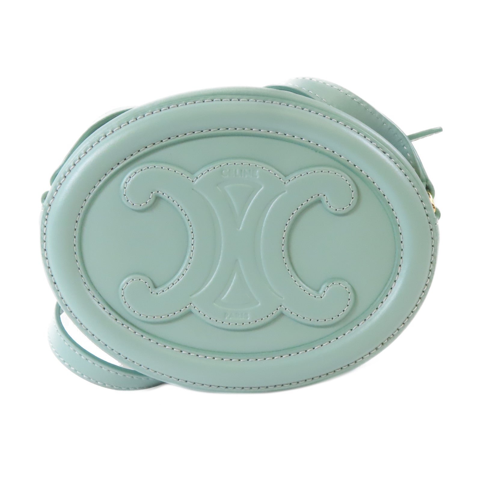 CELINE 羊皮皮革Cuir Triomphe金扣肩背袋薄荷綠色