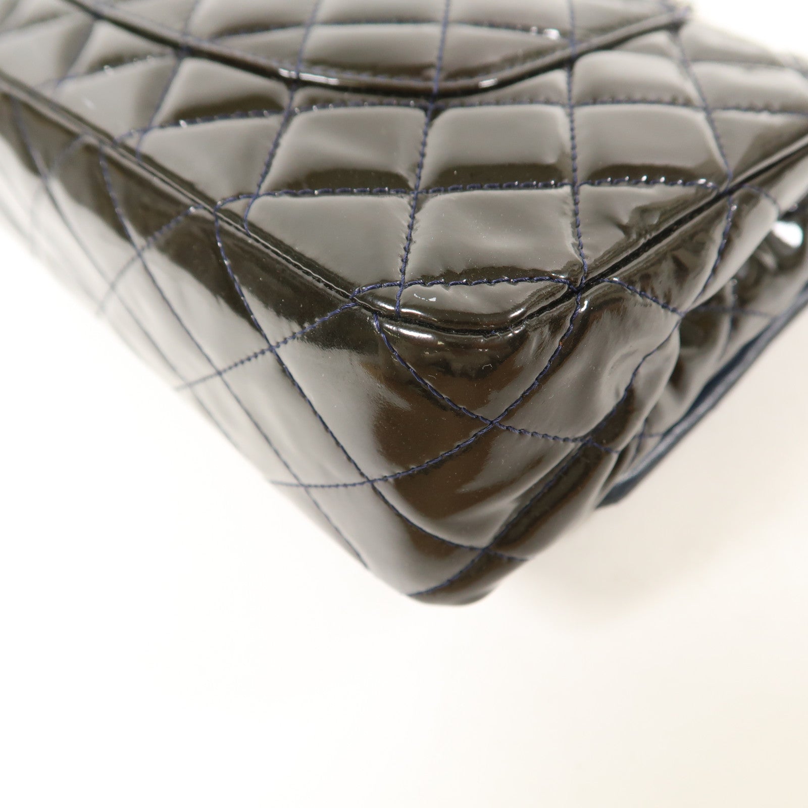 CHANEL 漆皮皮革Classic 25銀扣鏈帶手挽肩背兩用袋