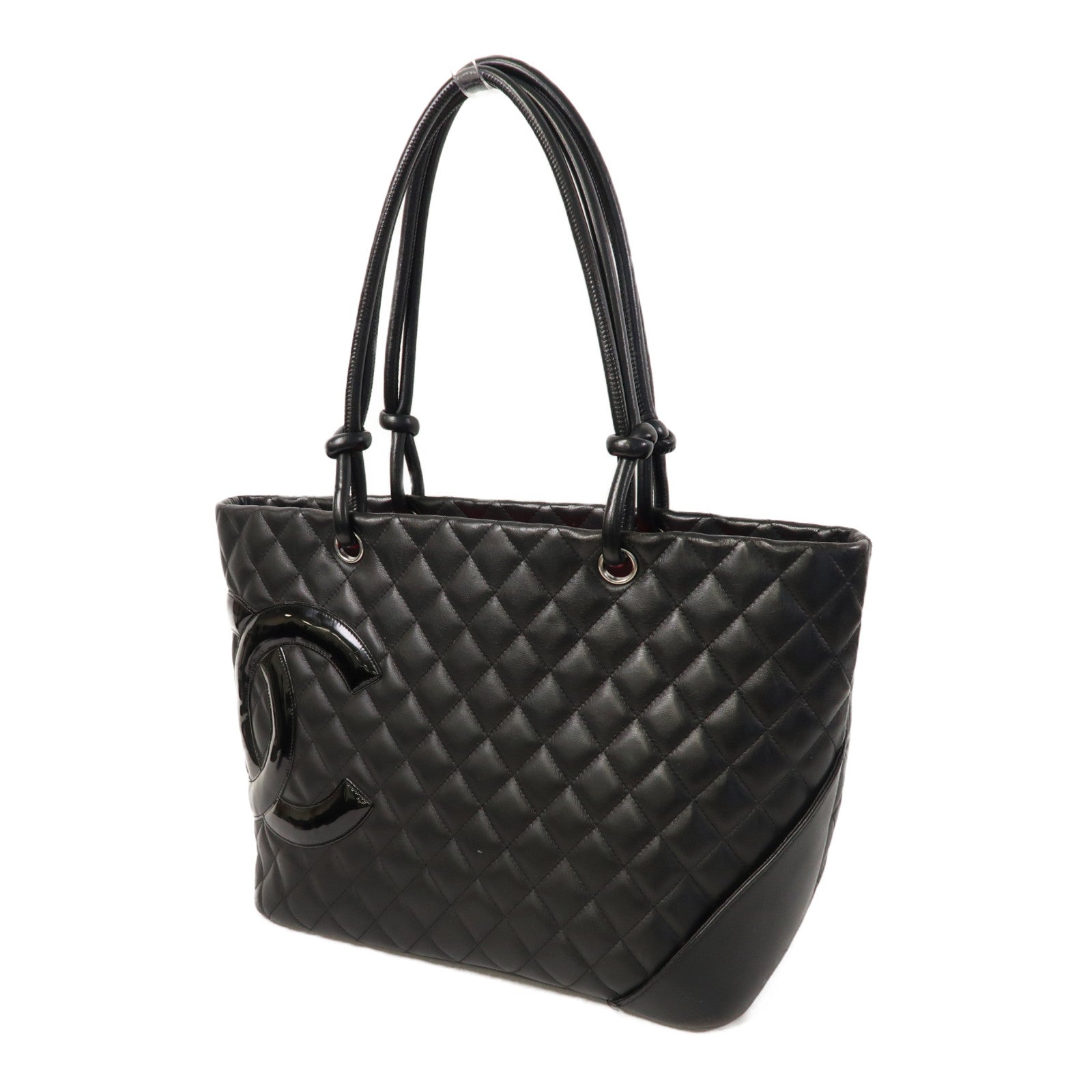 CHANEL 【激減優惠】菱格牛皮皮革Cambon Tote Bag銀扣手挽袋黑色