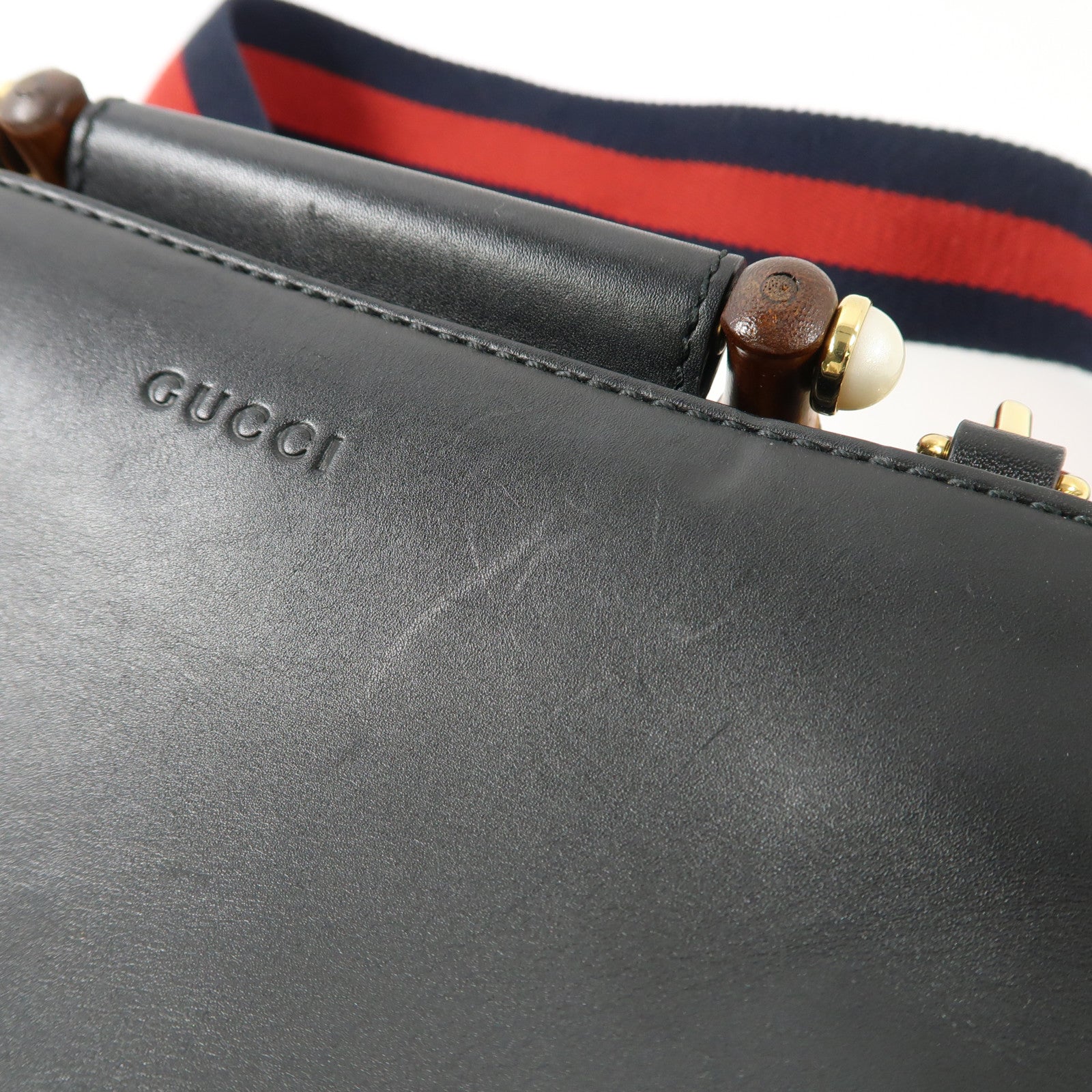 GUCCI 牛皮皮革2 Way Shoulder Bag金扣手挽肩背兩用袋黑色