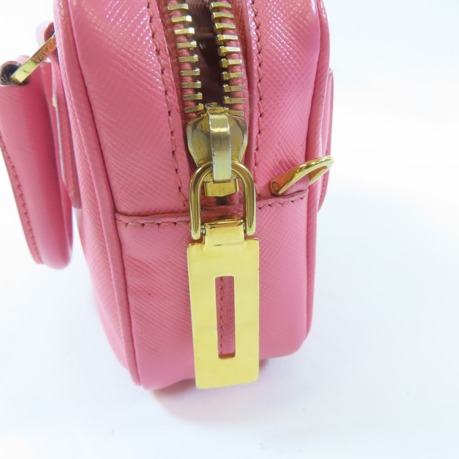 PRADA 牛皮皮革Shoulder Bag金扣鏈帶肩背袋粉紅色
