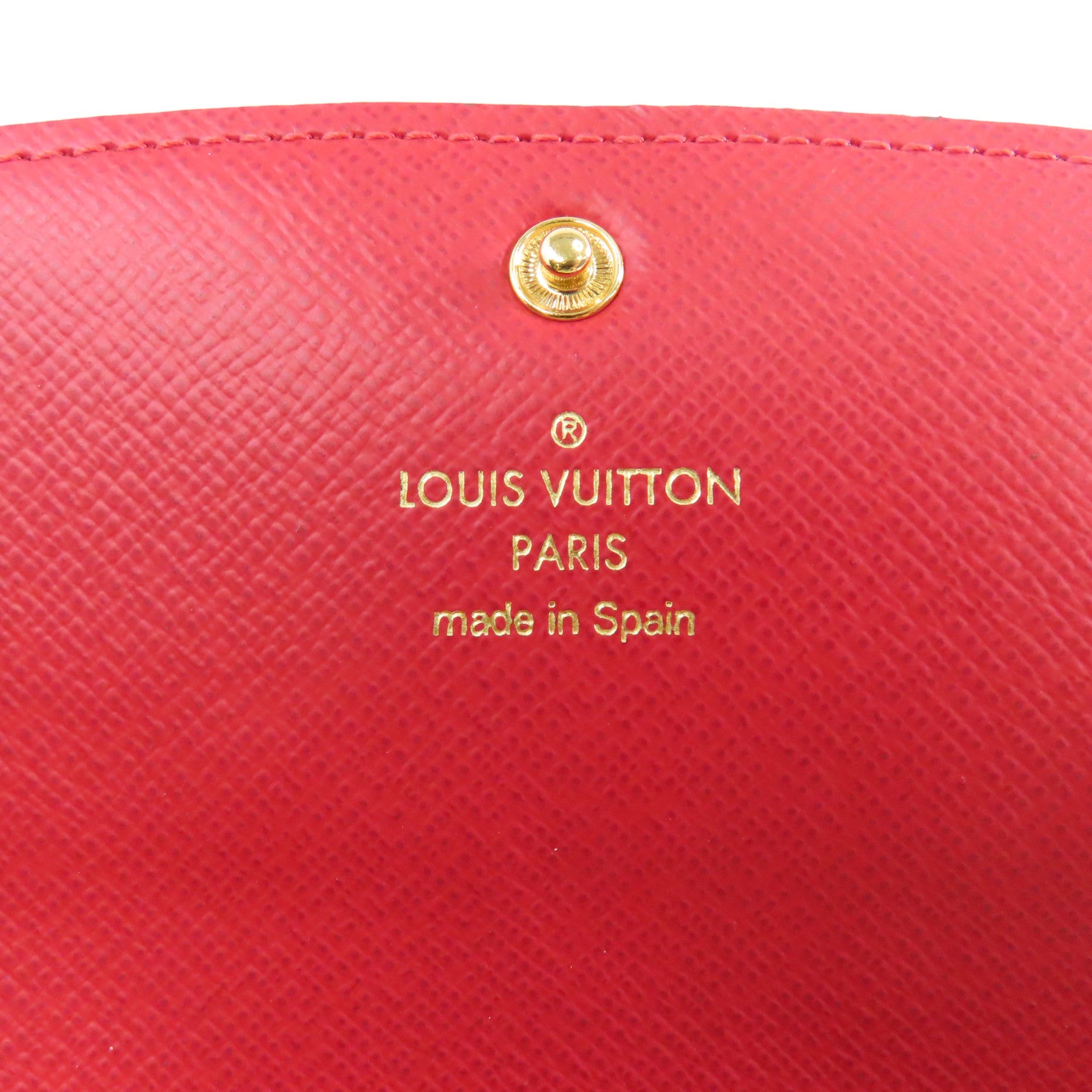 LOUIS VUITTON Damier Emilie Long Wallet金扣長錢包棕色/紅色