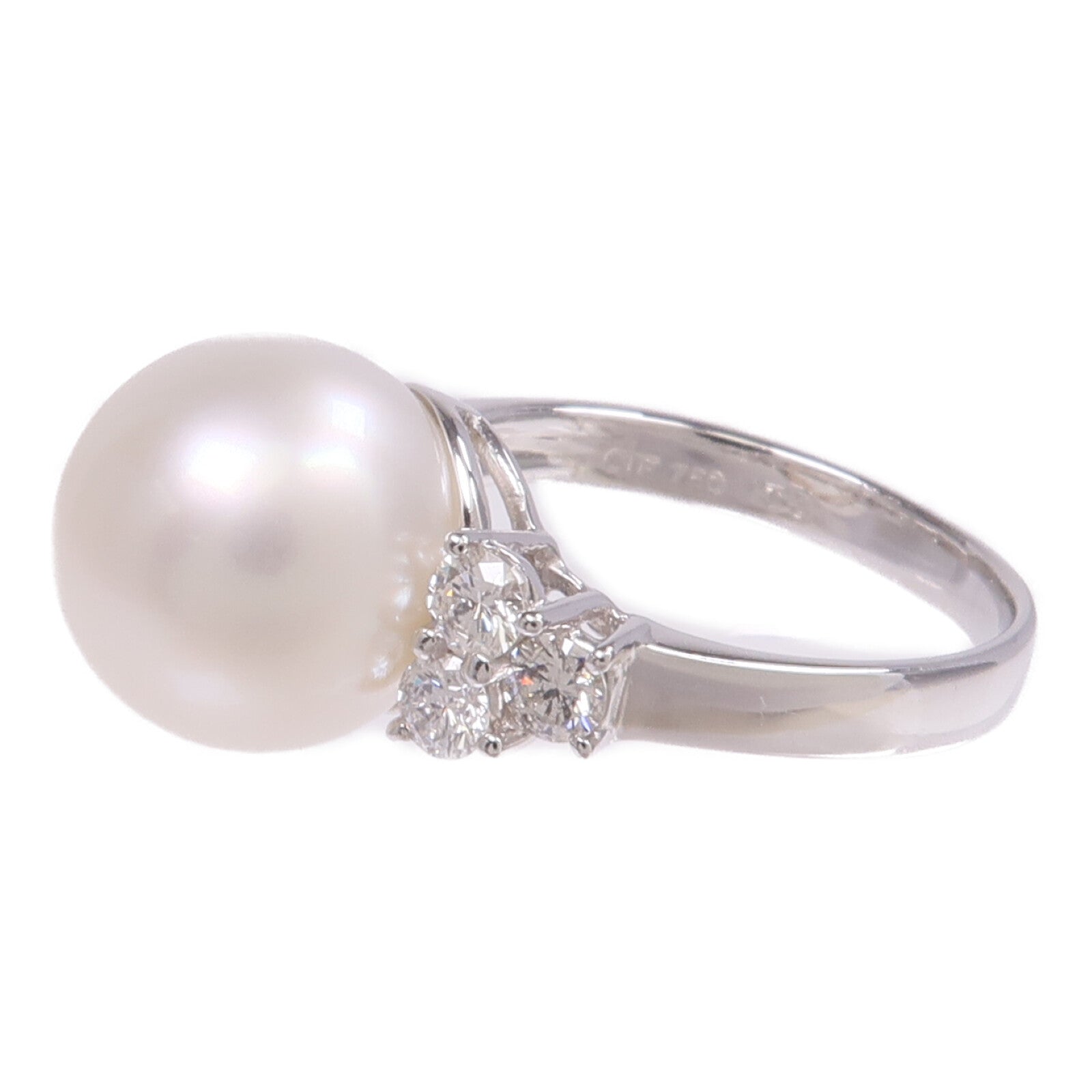 JEWELRY 【激減優惠】18K白金Pearl Diamond Ring珍珠/鑽石戒指US#5.75