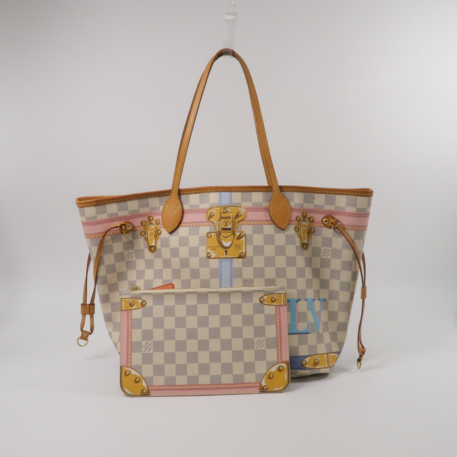 LOUIS VUITTON Damier Azur Neverfull MM手挽袋
