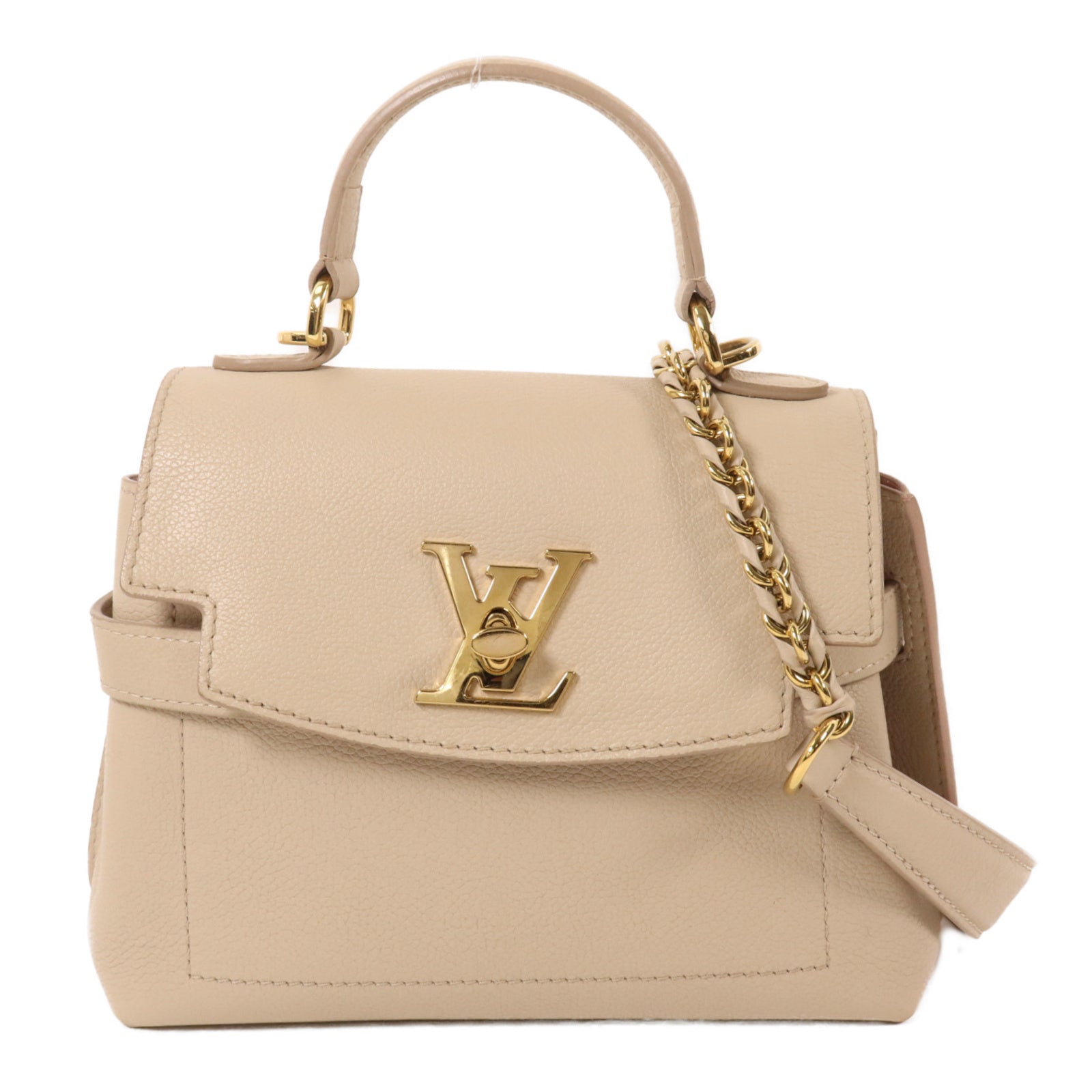 LOUIS VUITTON 牛皮皮革Lockme Ever Mini鏈帶手挽肩背兩用袋