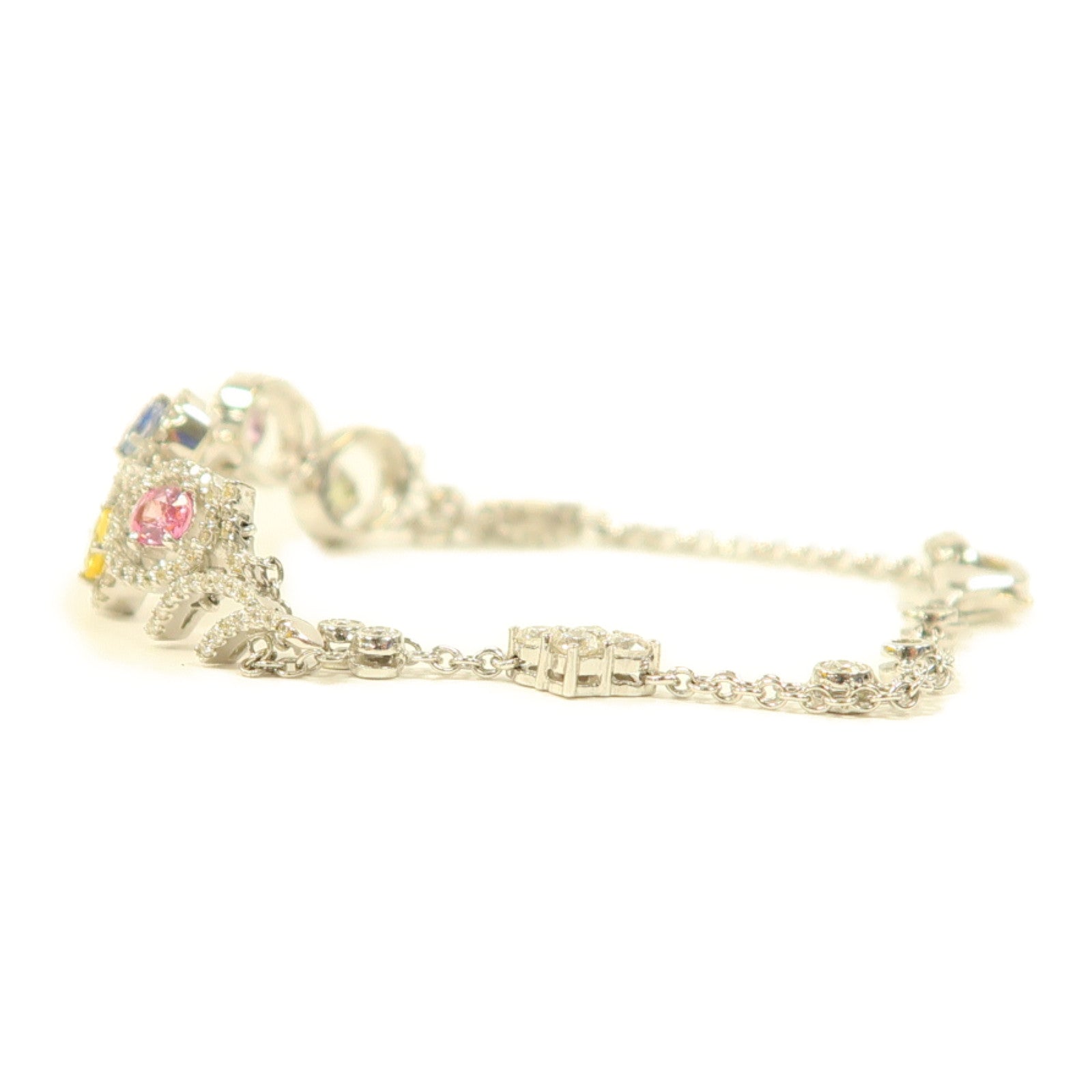JEWELRY 18K白金Diamond Bracelet鑽石項鏈銀色/彩色