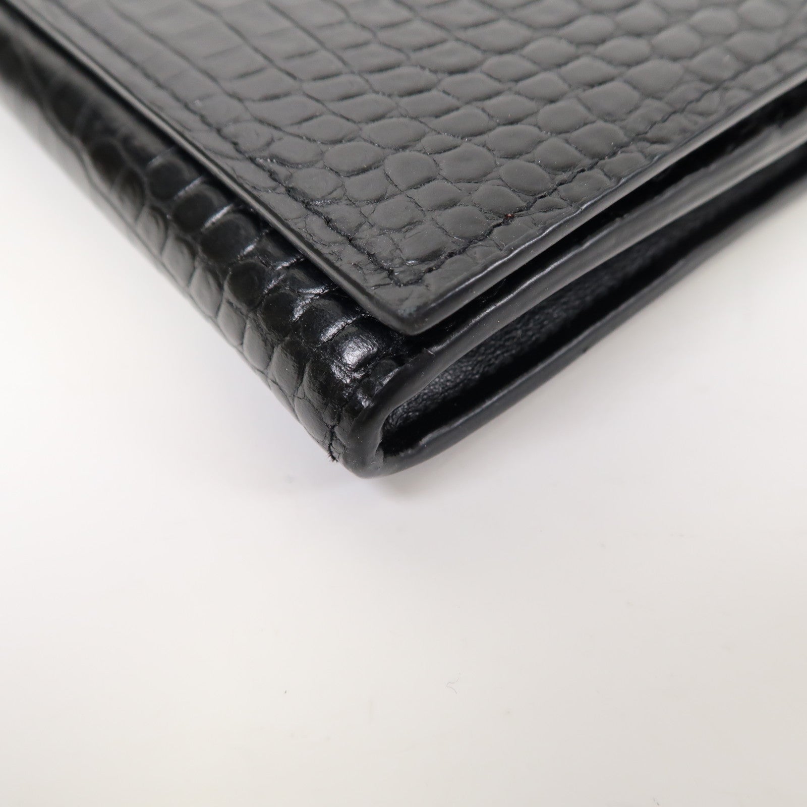 SAINT LAURENT 【激減優惠】牛皮皮革Long Wallet銀扣長錢包黑色