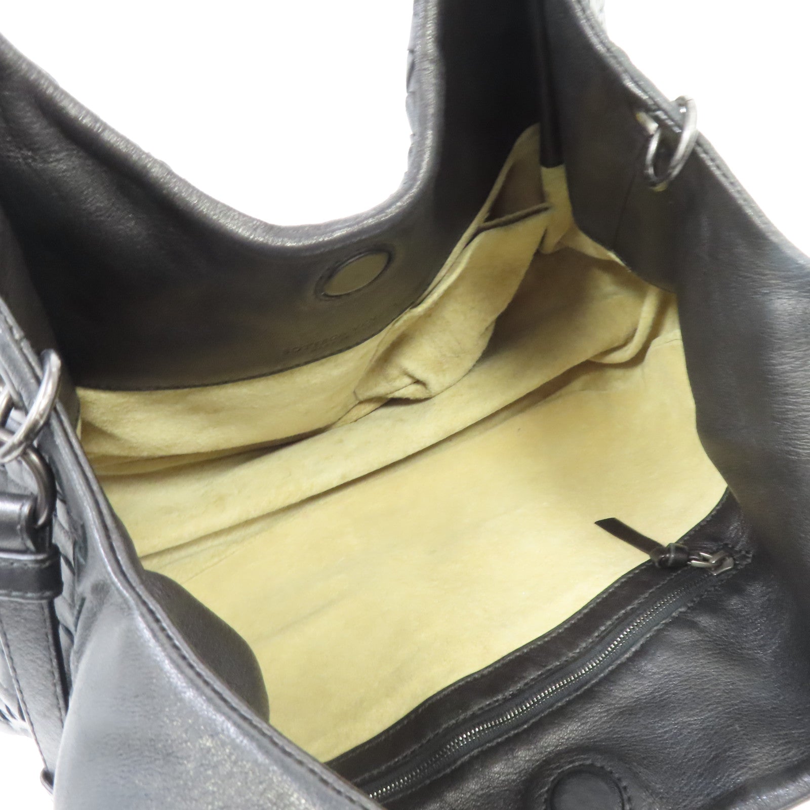 BOTTEGA VENETA 織紋牛皮皮革Shoulder Bag銀扣肩背袋黑色