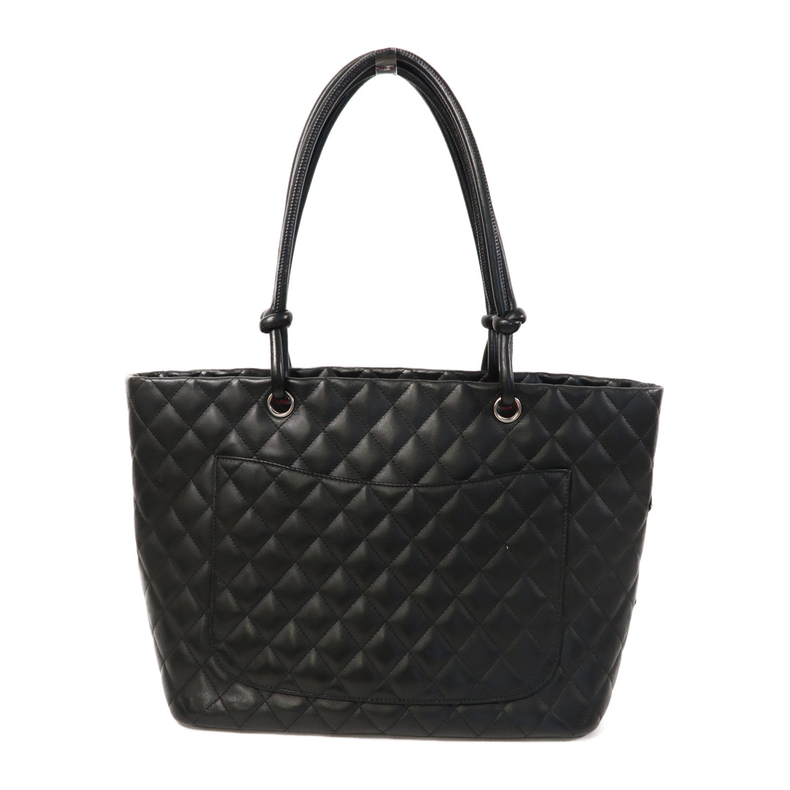 CHANEL 【激減優惠】菱格牛皮皮革Cambon Tote Bag銀扣手挽袋黑色