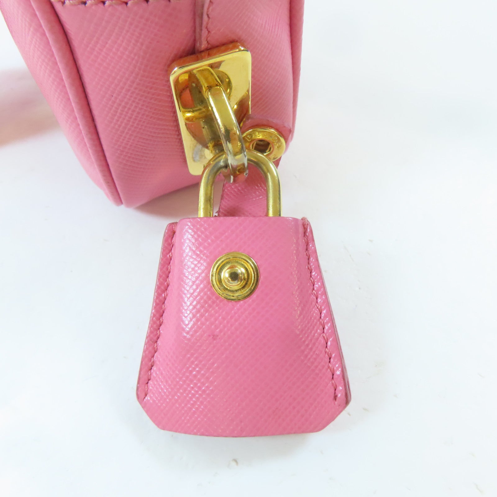 PRADA 牛皮皮革Shoulder Bag金扣鏈帶肩背袋粉紅色