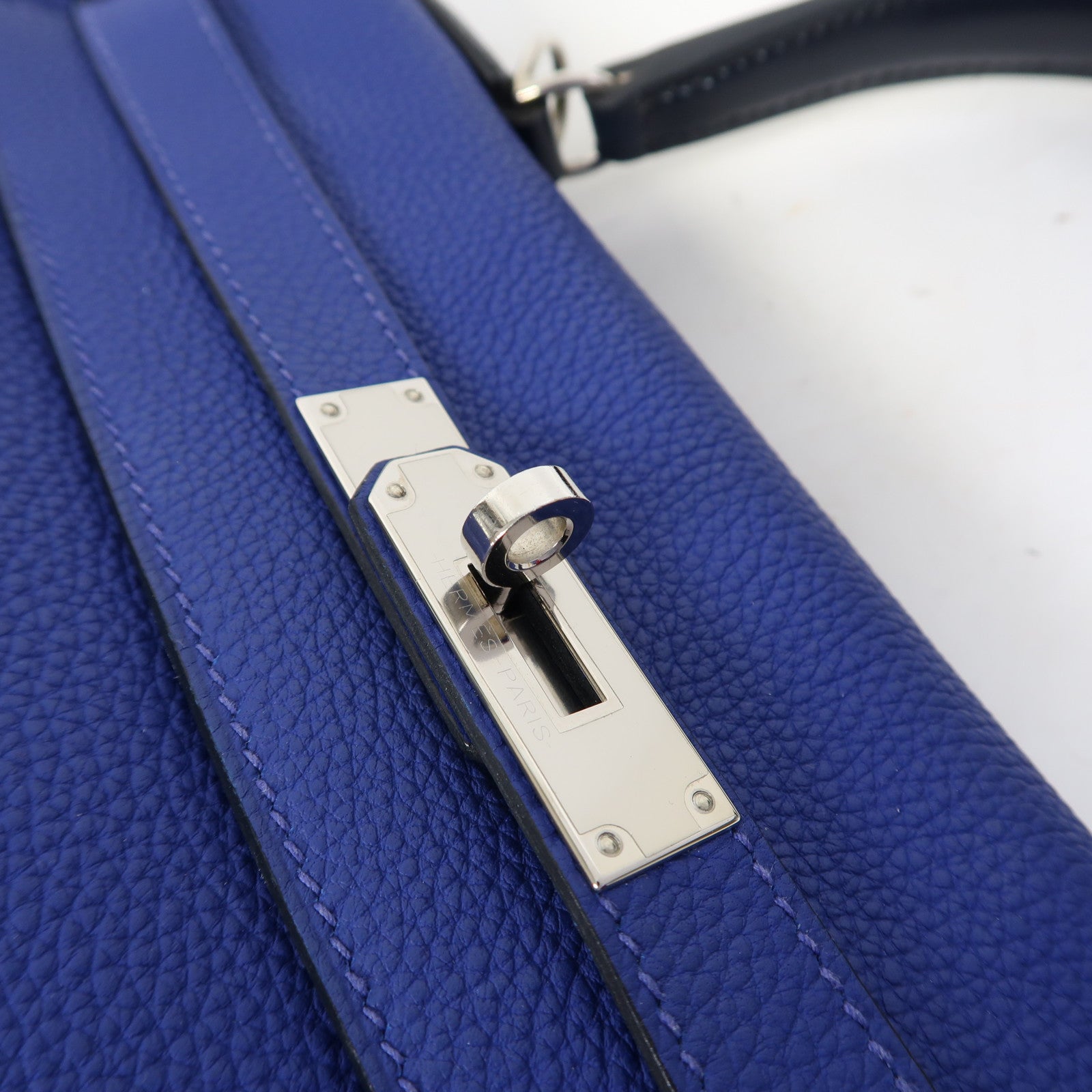 HERMES Togo皮革Kelly 32銀扣手挽肩背兩用袋藍色