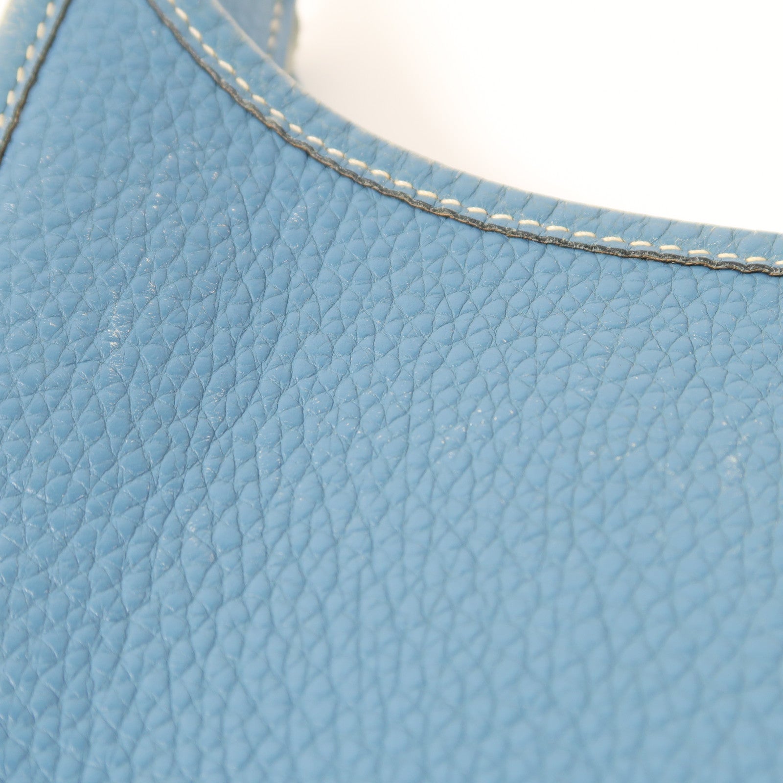 HERMES Clemence皮革Evelyne PM銀扣肩背袋Bleu Jean