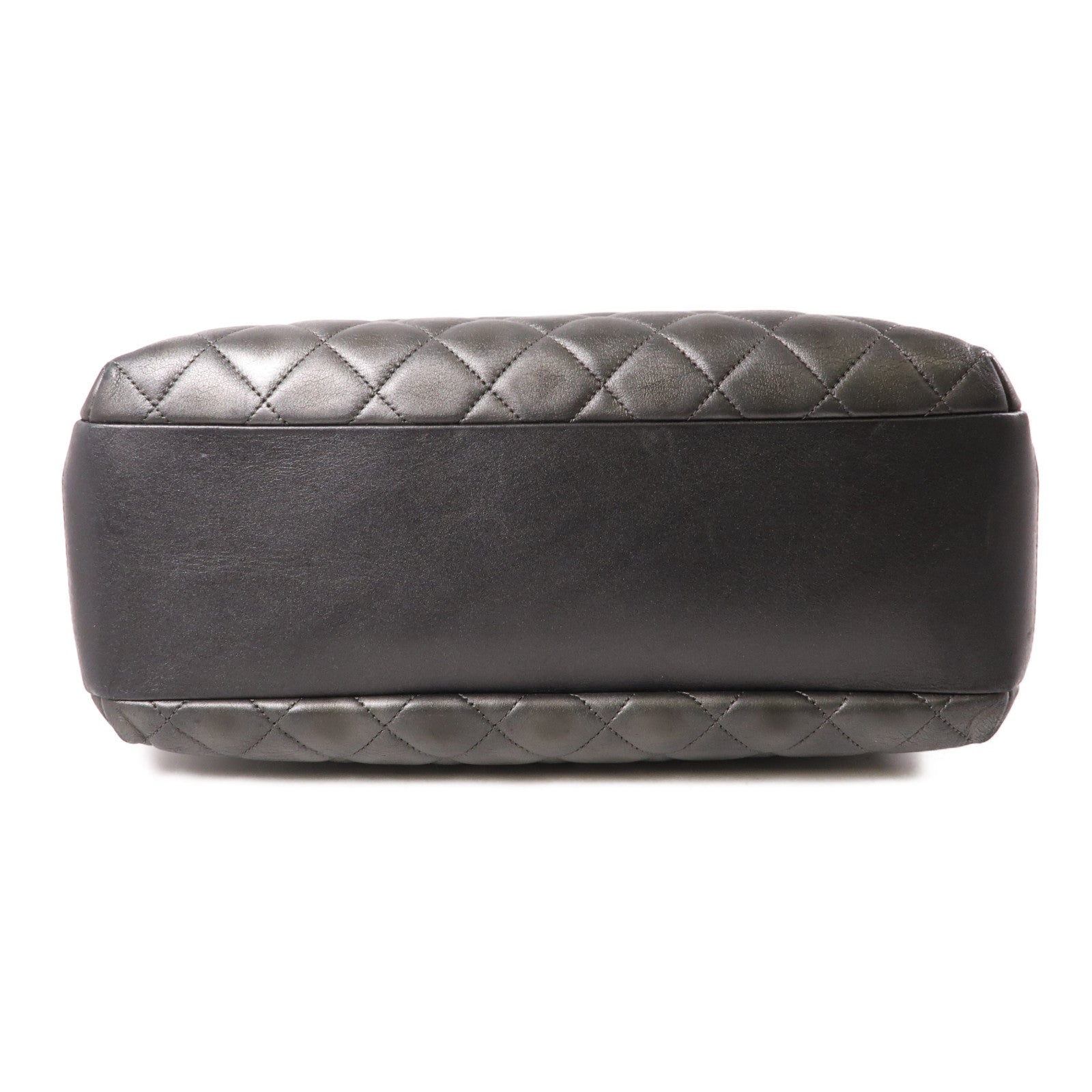CHANEL 牛皮皮革Bowling Trendy CC銀扣手挽肩背兩用袋銀色
