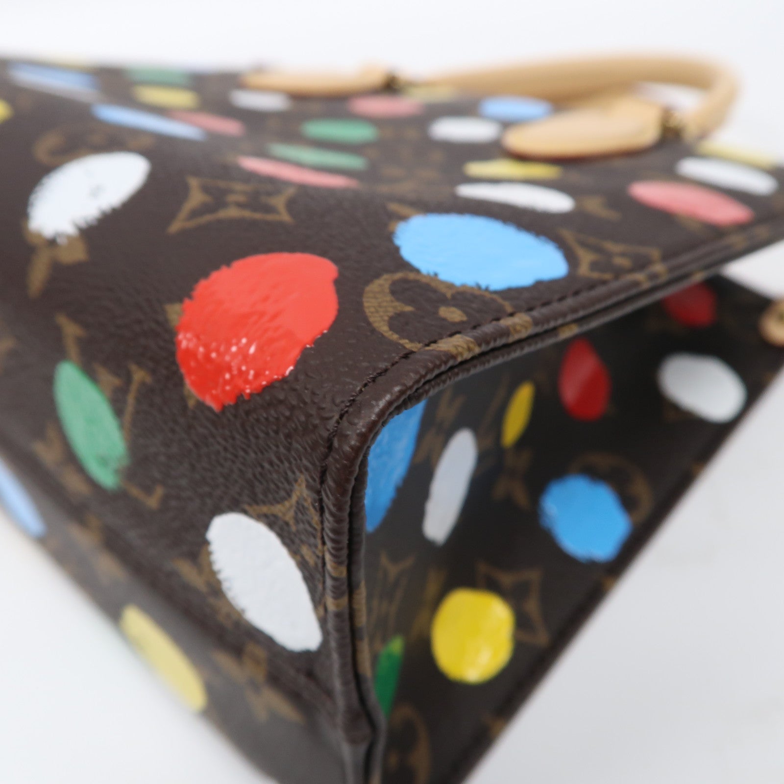 LOUIS VUITTON Monogram LVxYK On The Go金扣手挽肩背兩用袋啡色/彩色