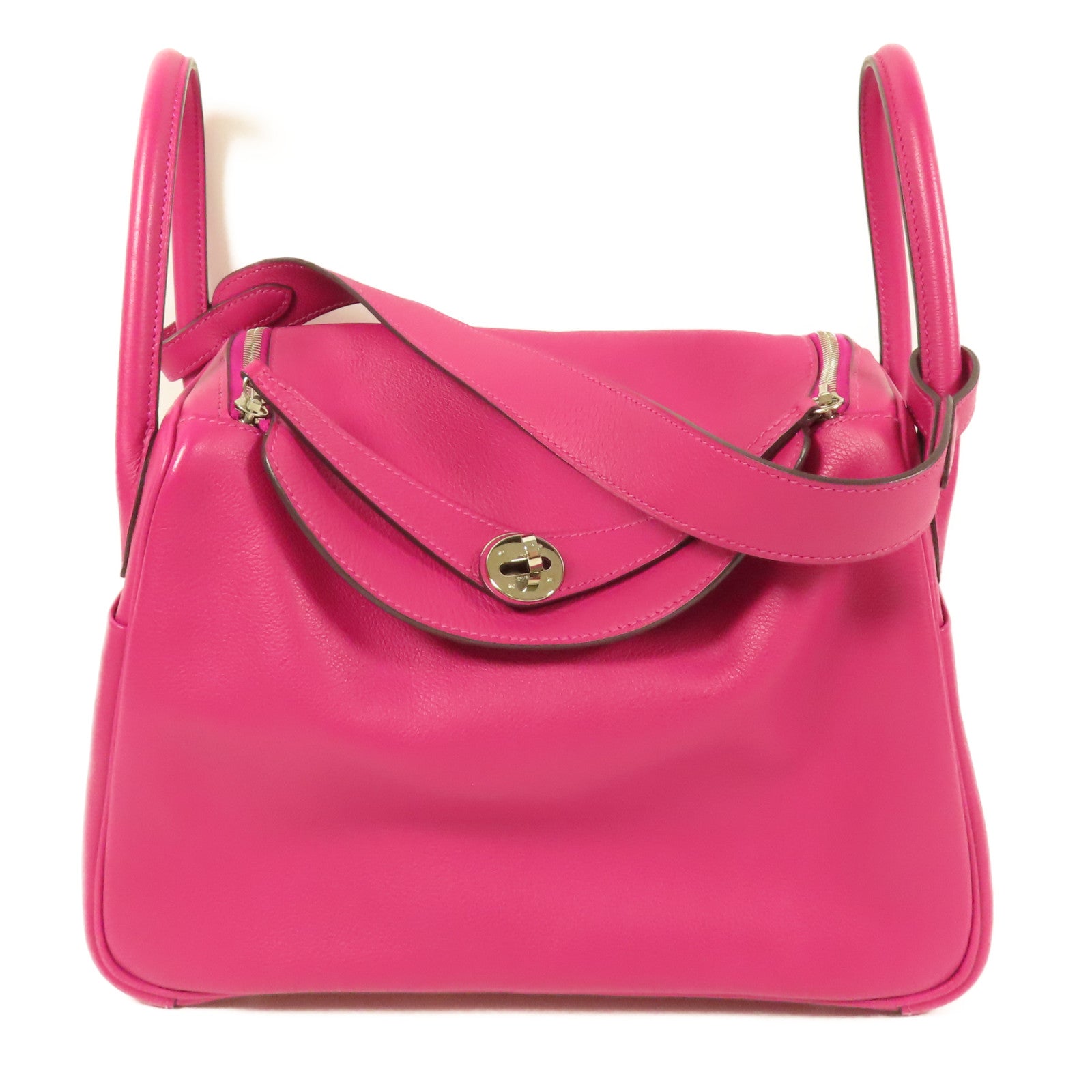 HERMES PHW Lindy 30 2Way Shoulder Hand Bag Evercolor Leather Rose Purple