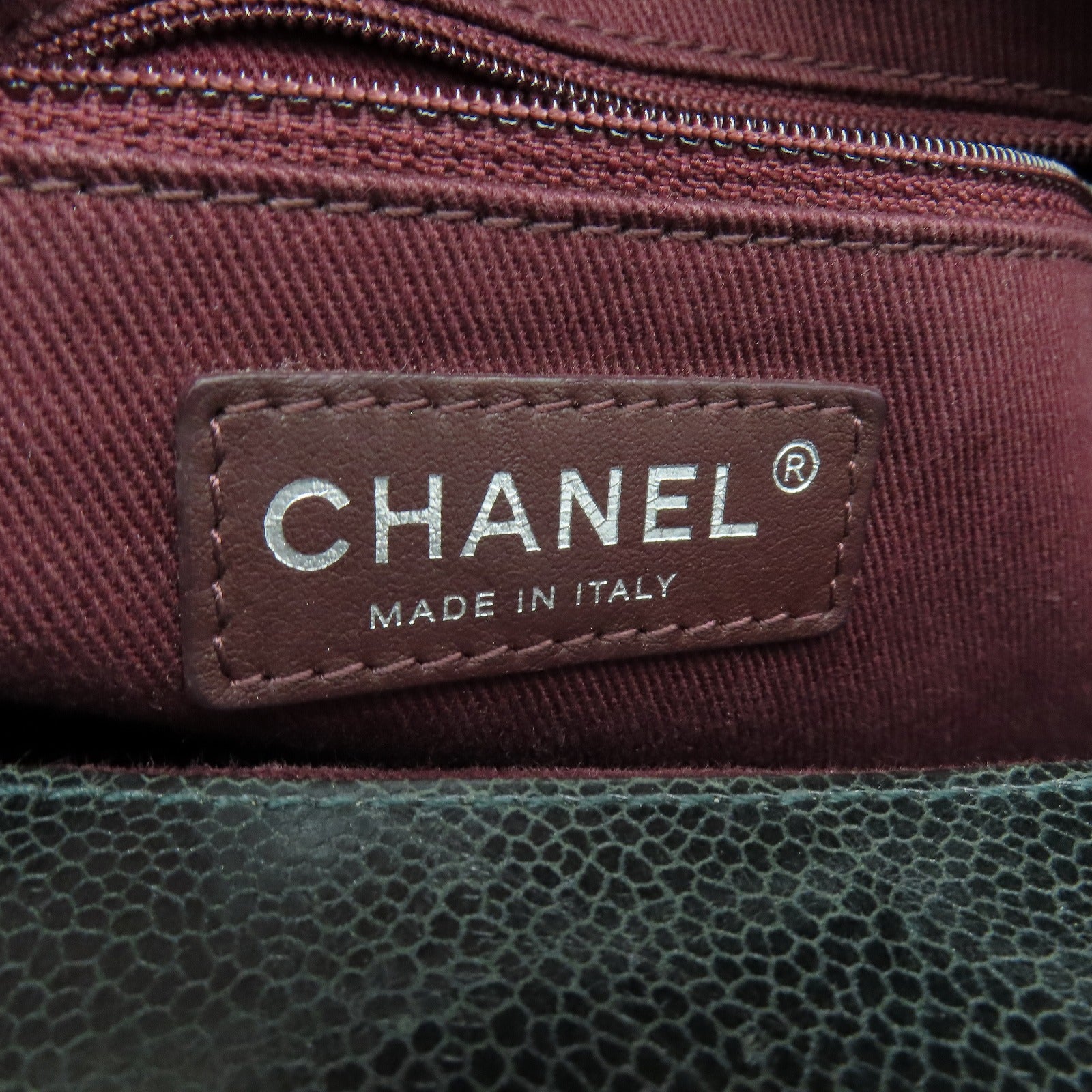 CHANEL 【激減優惠】菱格Caviar皮革2 Way Shoulder銀扣手挽肩背兩用袋深綠色