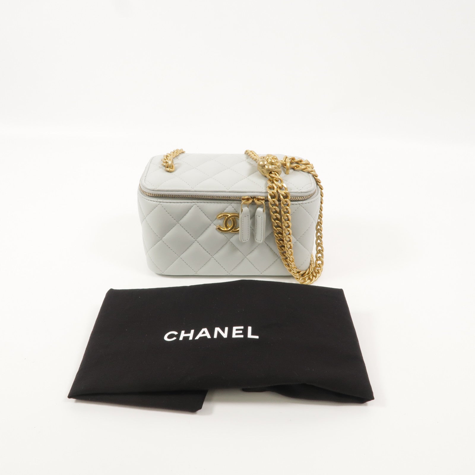 CHANEL 羊皮皮革Camellia Chain Vanity Case鏈帶肩背袋