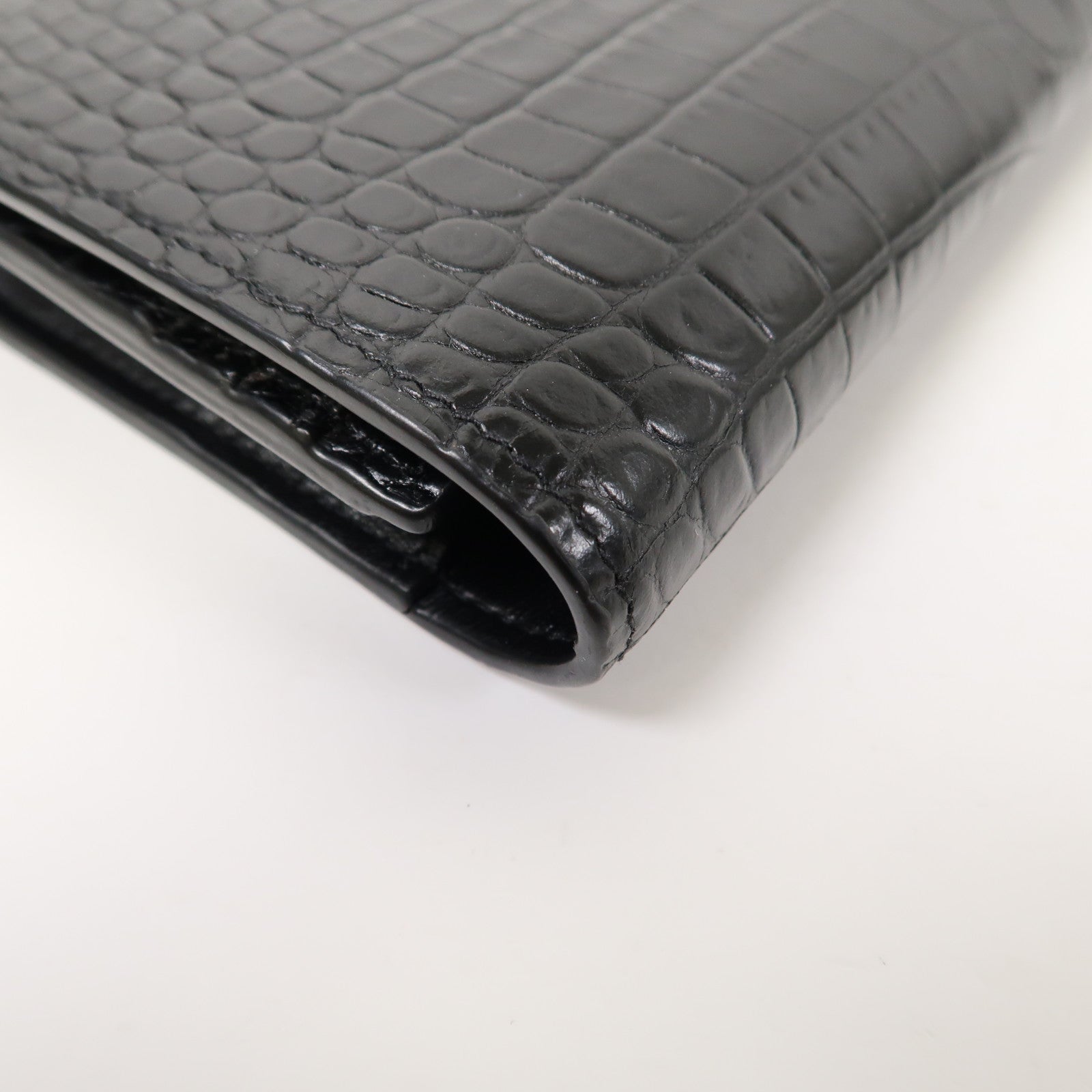 SAINT LAURENT 【激減優惠】牛皮皮革Long Wallet銀扣長錢包黑色