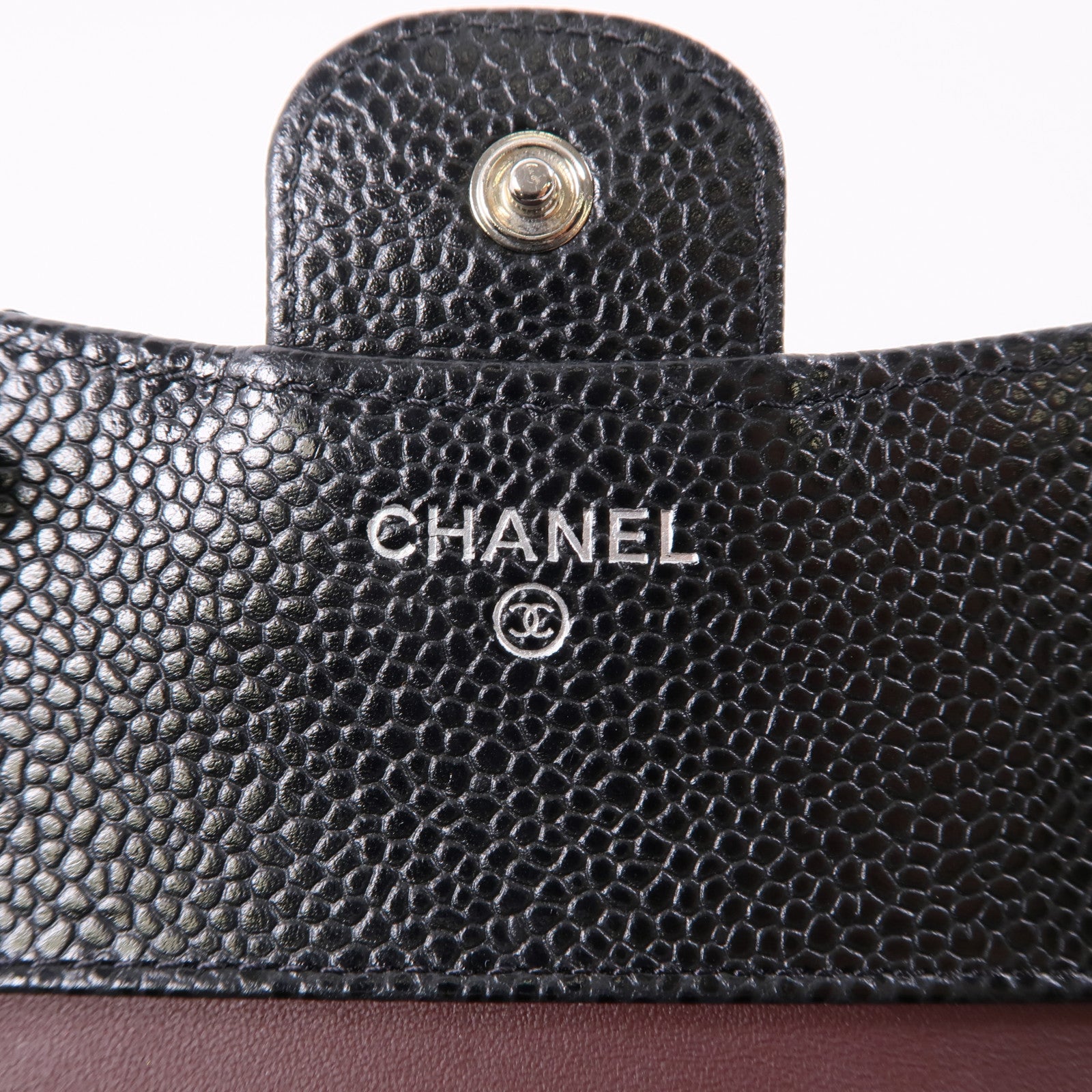 CHANEL 牛皮皮革Wallet銀扣錢包黑色